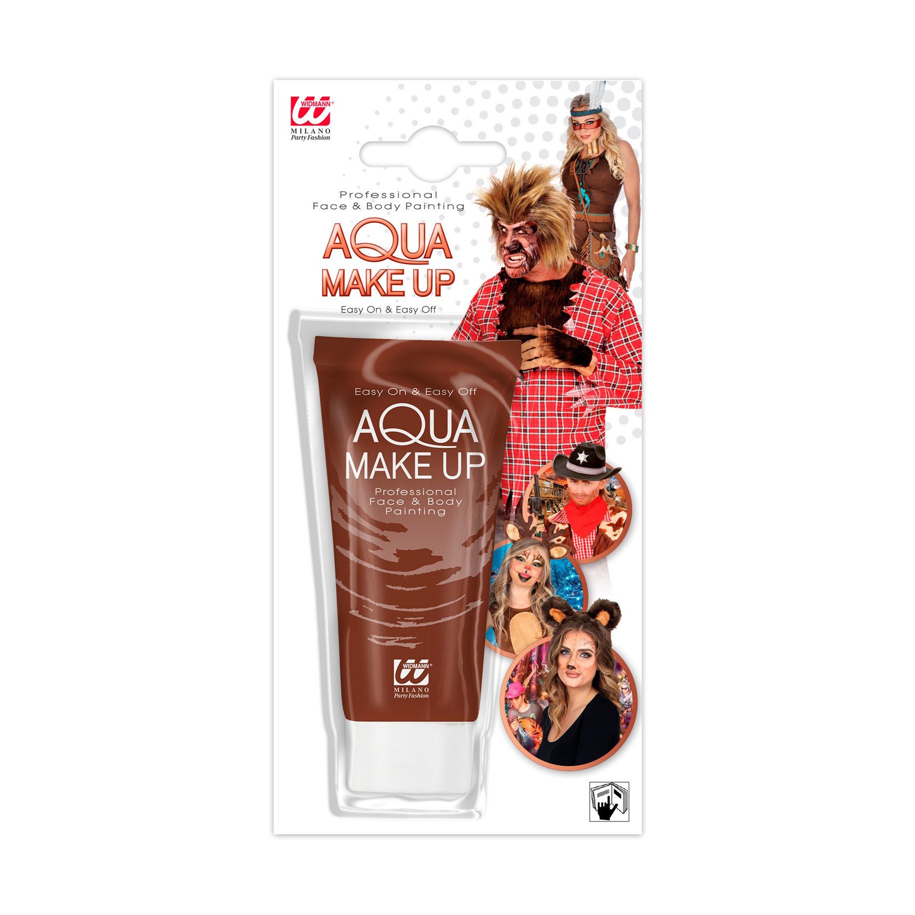 Widmann S.r.l. Theaterschminke Aqua Make-up - Tube 30 ml, Braun