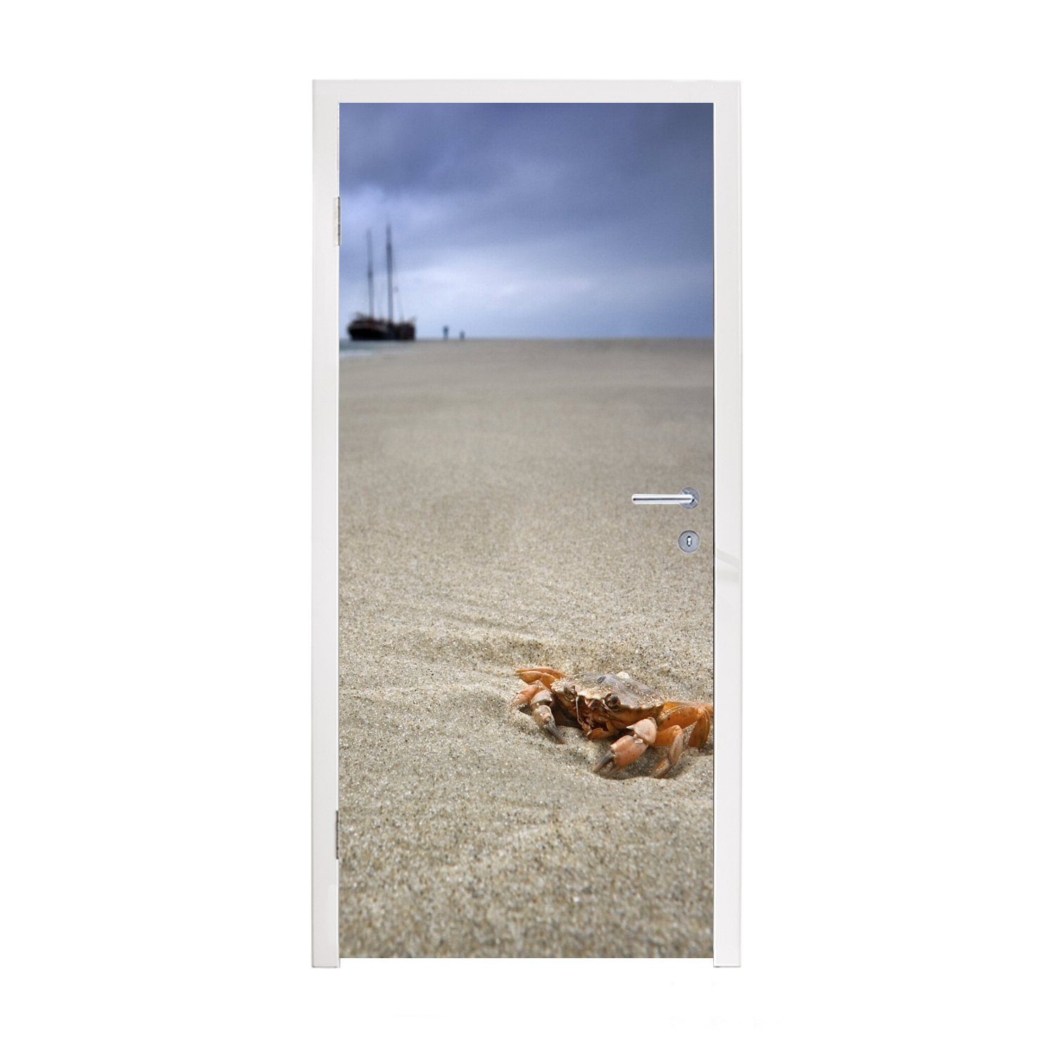 Insel Strand Matt, Fototapete am Terschelling, Türaufkleber, bedruckt, Krabbe Türtapete Eine der 75x205 (1 für Tür, St), MuchoWow cm niederländischen