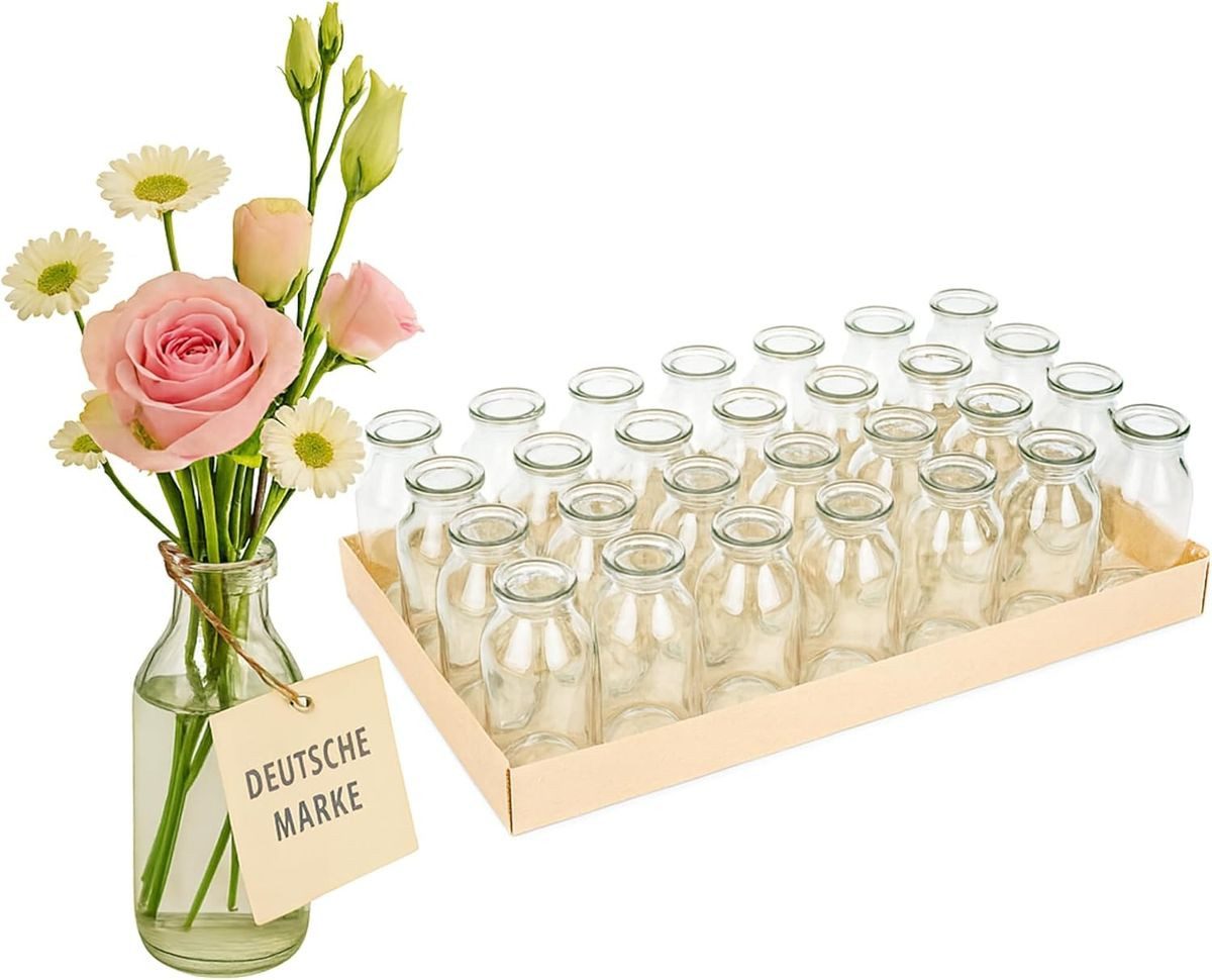 NaDeco Dekovase Glasflaschen 32 Stück 10,5 x 4,8cm, Deko-Flaschen Set Vasen Tischdeko