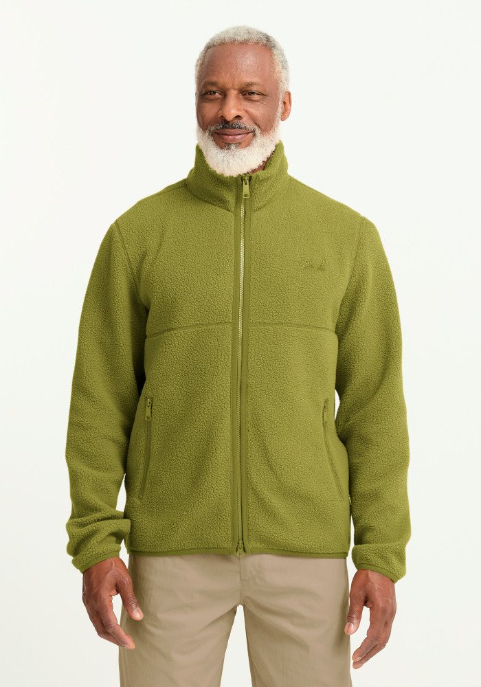 Jack Wolfskin Fleecejacke LITE CURL FZ M aus strukturiertem Sherpa-Fleece, mit 2-Wege-Reißverschluss