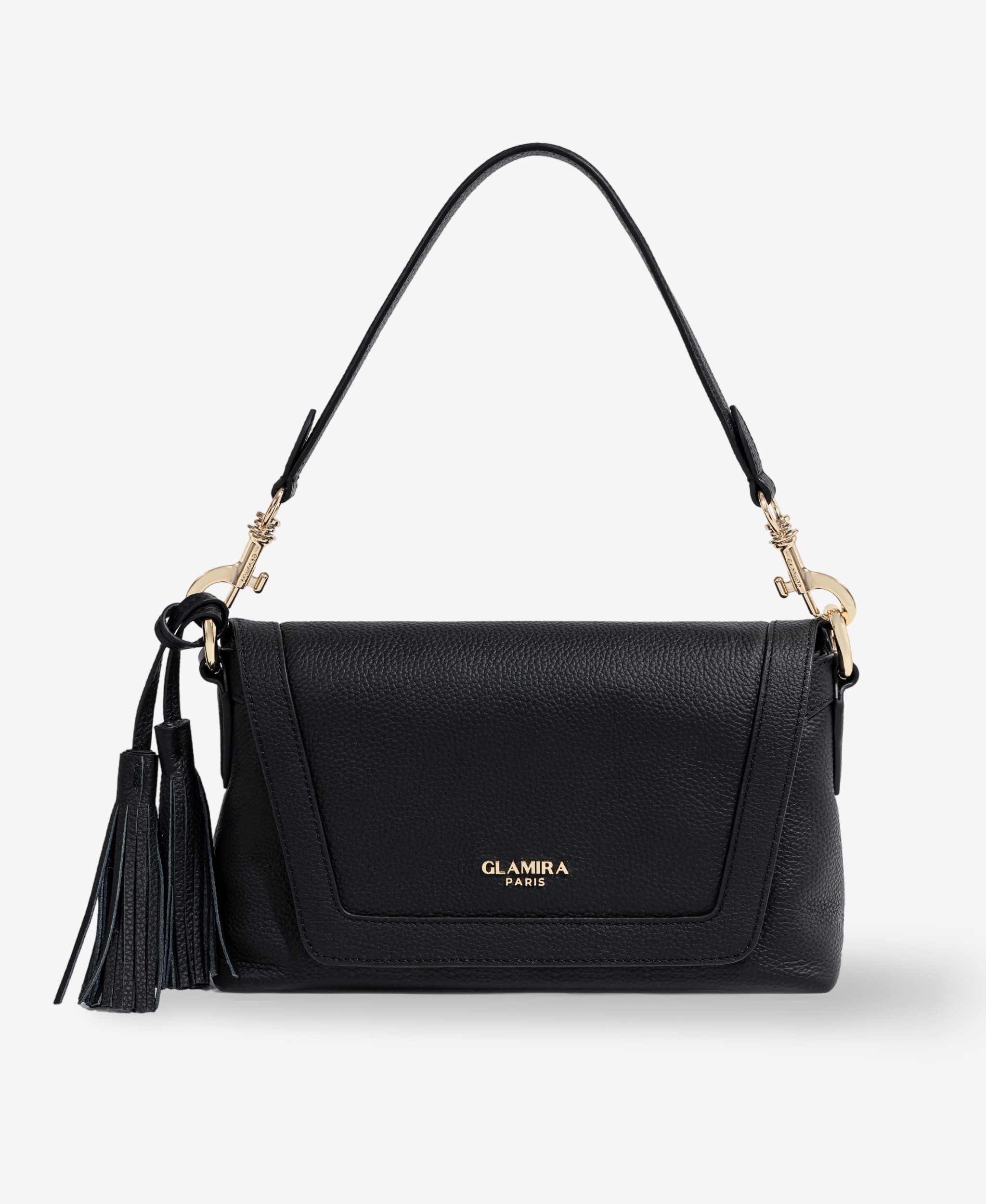 GLAMIRA Schultertasche Lysandra Schwarze Schultertasche (1-tlg), echt Leder