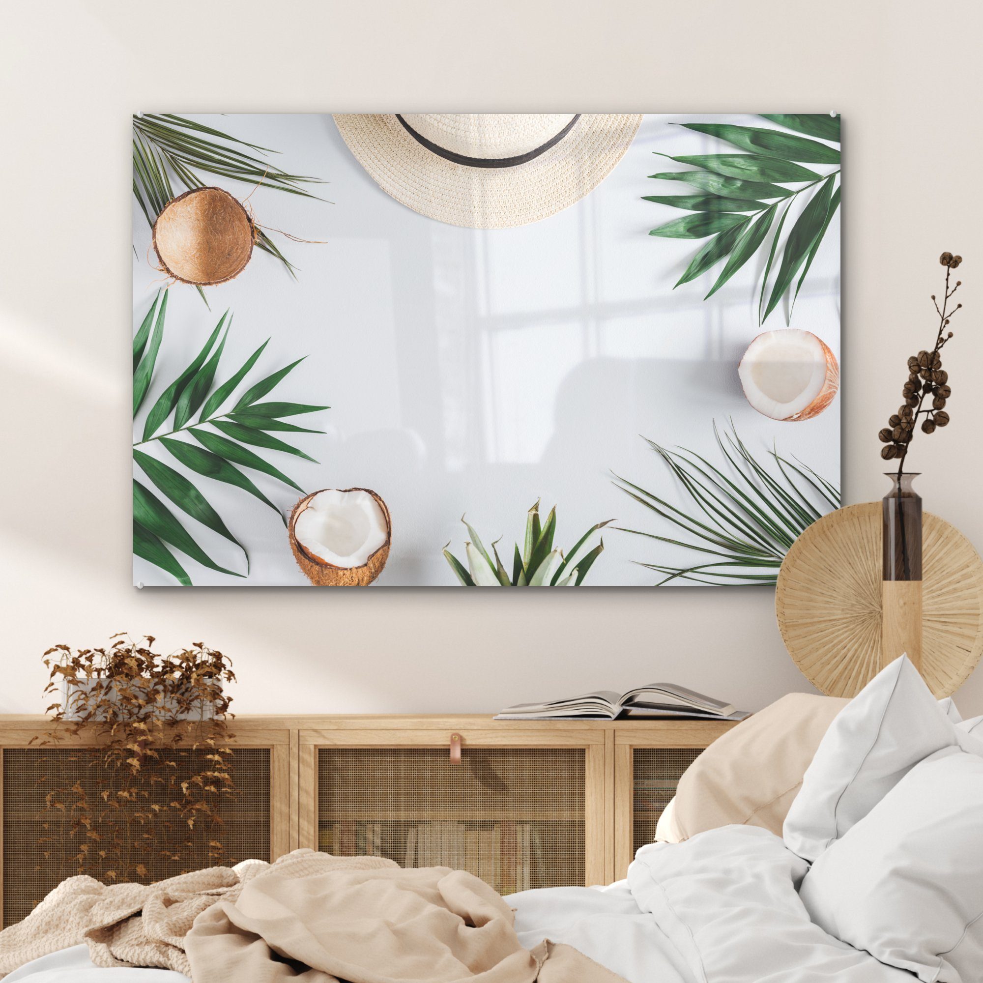 Wohnzimmer Palmen Acrylglasbild Sommer & Schlafzimmer St), - MuchoWow Kokosnüsse, (1 Acrylglasbilder -