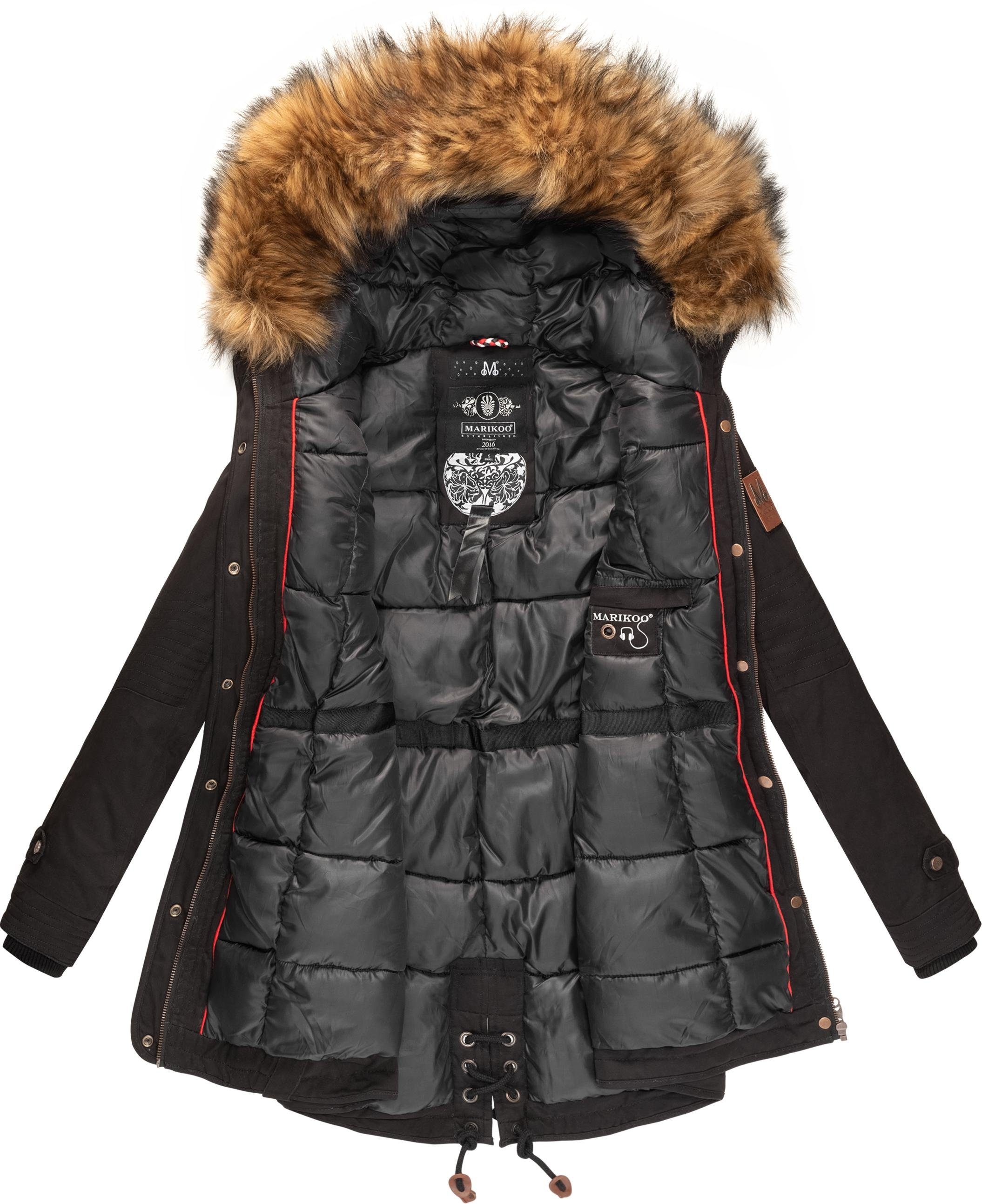 Marikoo Wintermantel La Viva Prc stylischer Winterparka mit abnehmbarem Kunstfell – Bild 4 von 5