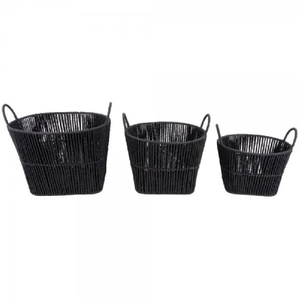 Present Time Aufbewahrungsbox Korb-Set Store Paper Rope Black (3-teilig)