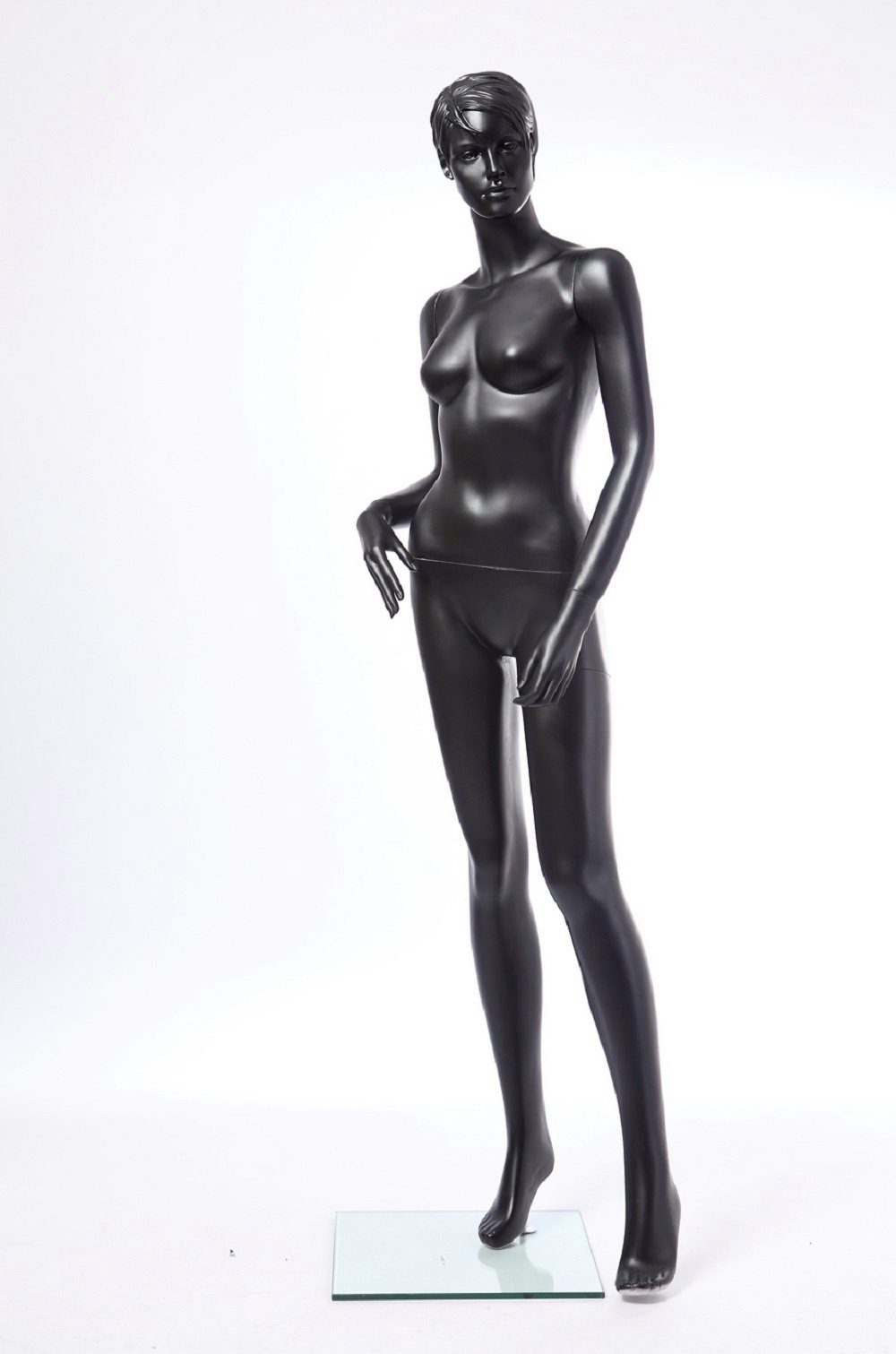 Eurotondisplay Schneiderpuppe Schaufensterpuppe Frau schwarz Matt Geformtes Gesicht und Haare schick