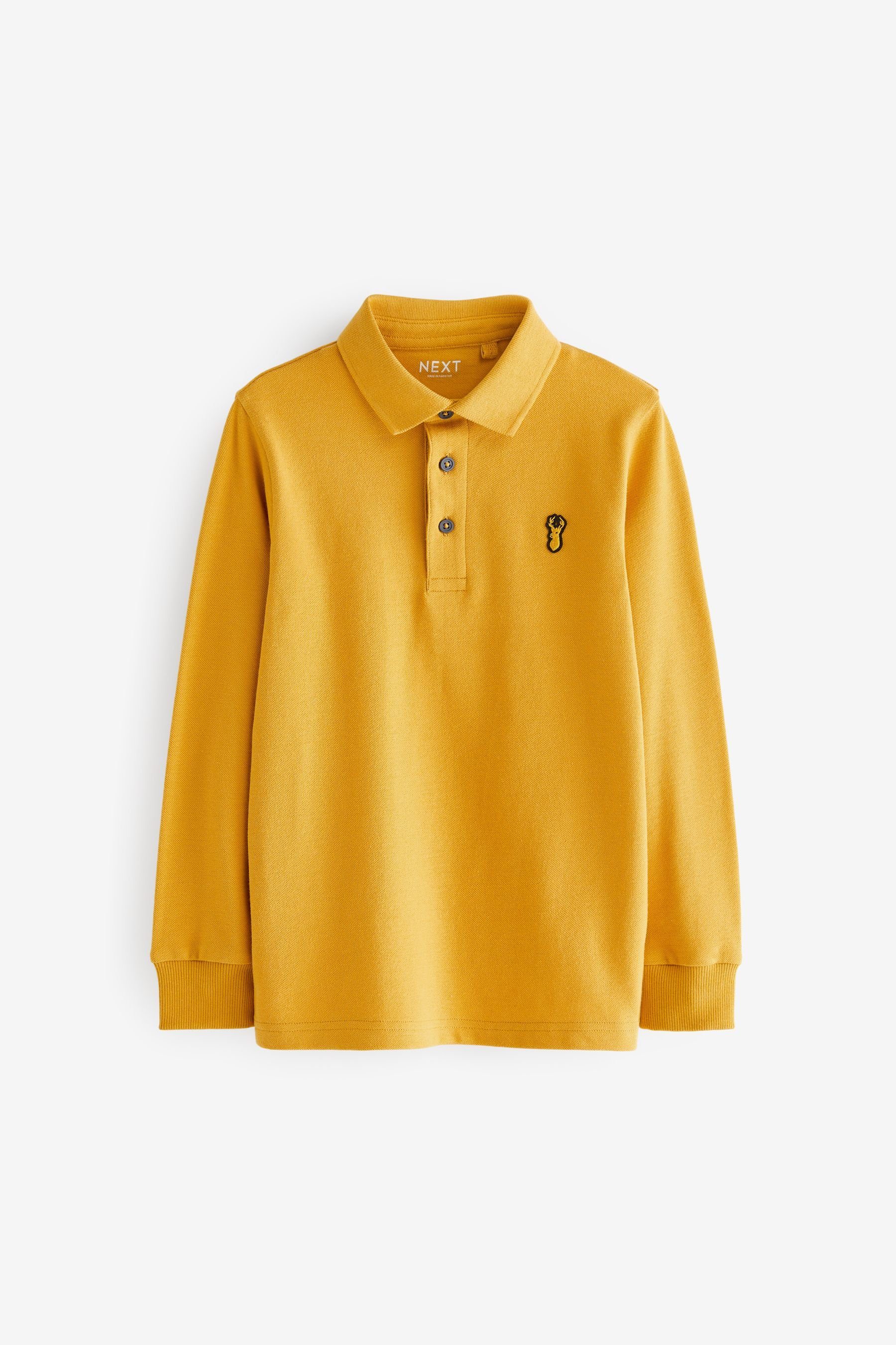 Next Langarm-Poloshirt Langärmeliges Polo-Shirt (1-tlg) Ochre Yellow