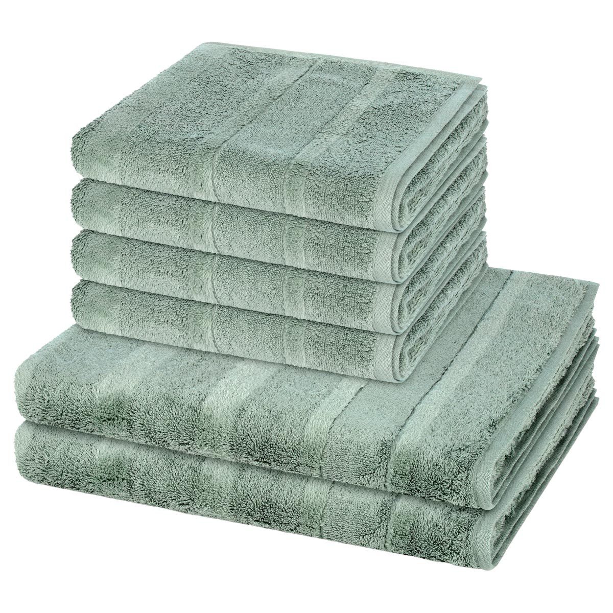 Cawö Handtuch Set Noblesse, Walkfrottee (Spar-Set, 6-St), 4 X Handtuch 2 X Duschtuch im Set - Baumwolle - Saugstark