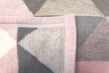 Wohndecke Rauten Pastell, rosa Kuscheldecke in 150x200 cm, Biederlack, Decke aus Baumwollmischgewebe, Made in Germany
