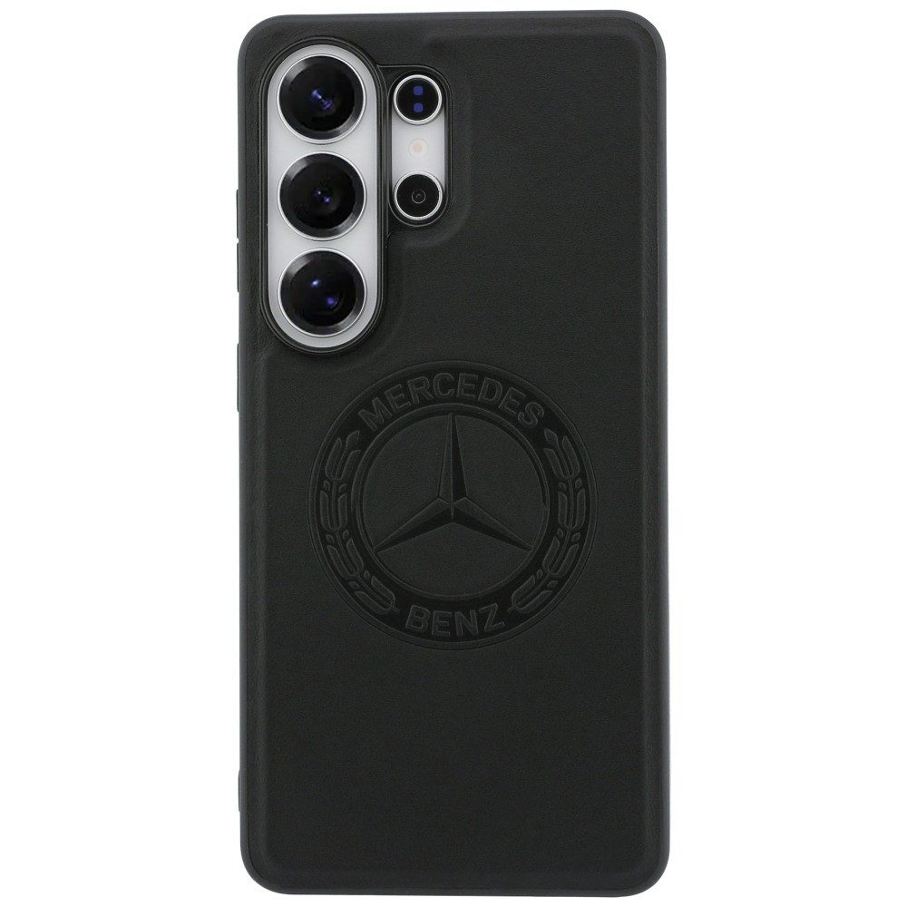 Mercedes Benz Handyhülle MagSafe Hülle Vintage Galaxy S26 Ultra Echtleder schwarz Logo geprägt 6,9 Zoll, Kantenschutz