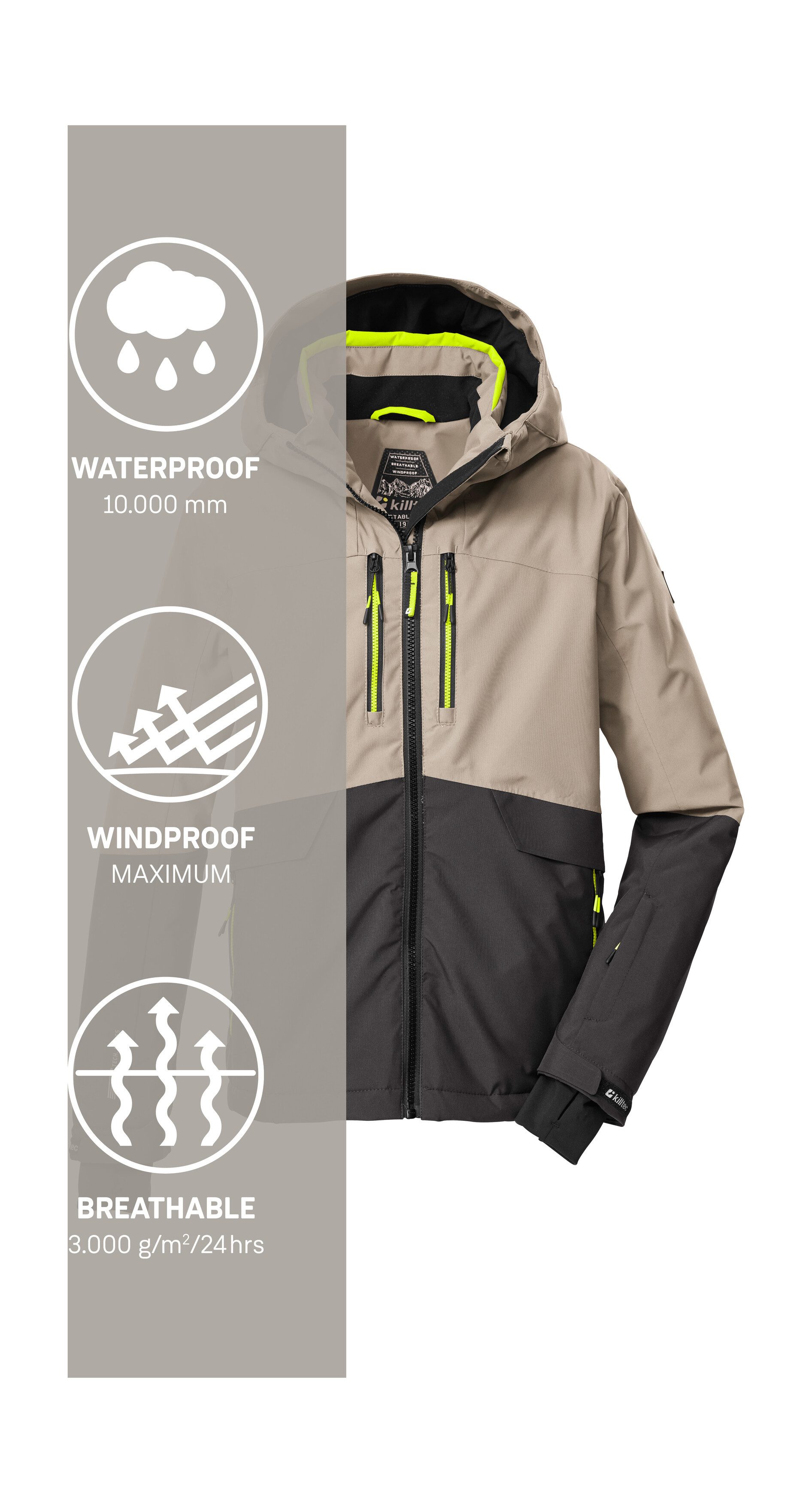 Killtec Skijacke KSW 201 BYS SKI JCKT Stylische, wasser- und winddichte Skijacke mit reflektierenden Details