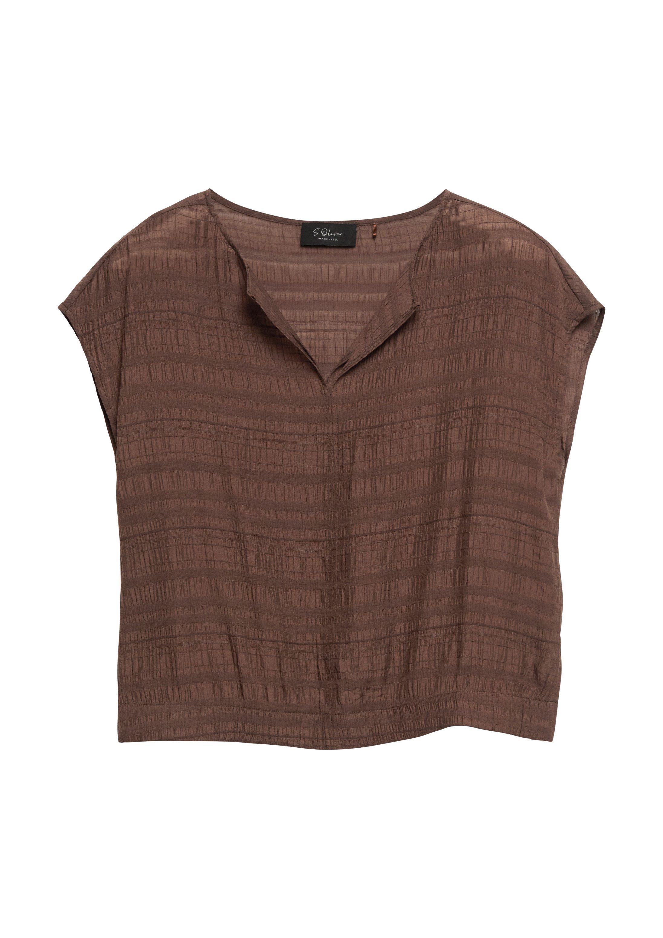 s.Oliver Kurzarmbluse Bluse Ärmellose Bluse aus Viskosemix in Crinkle-Optik