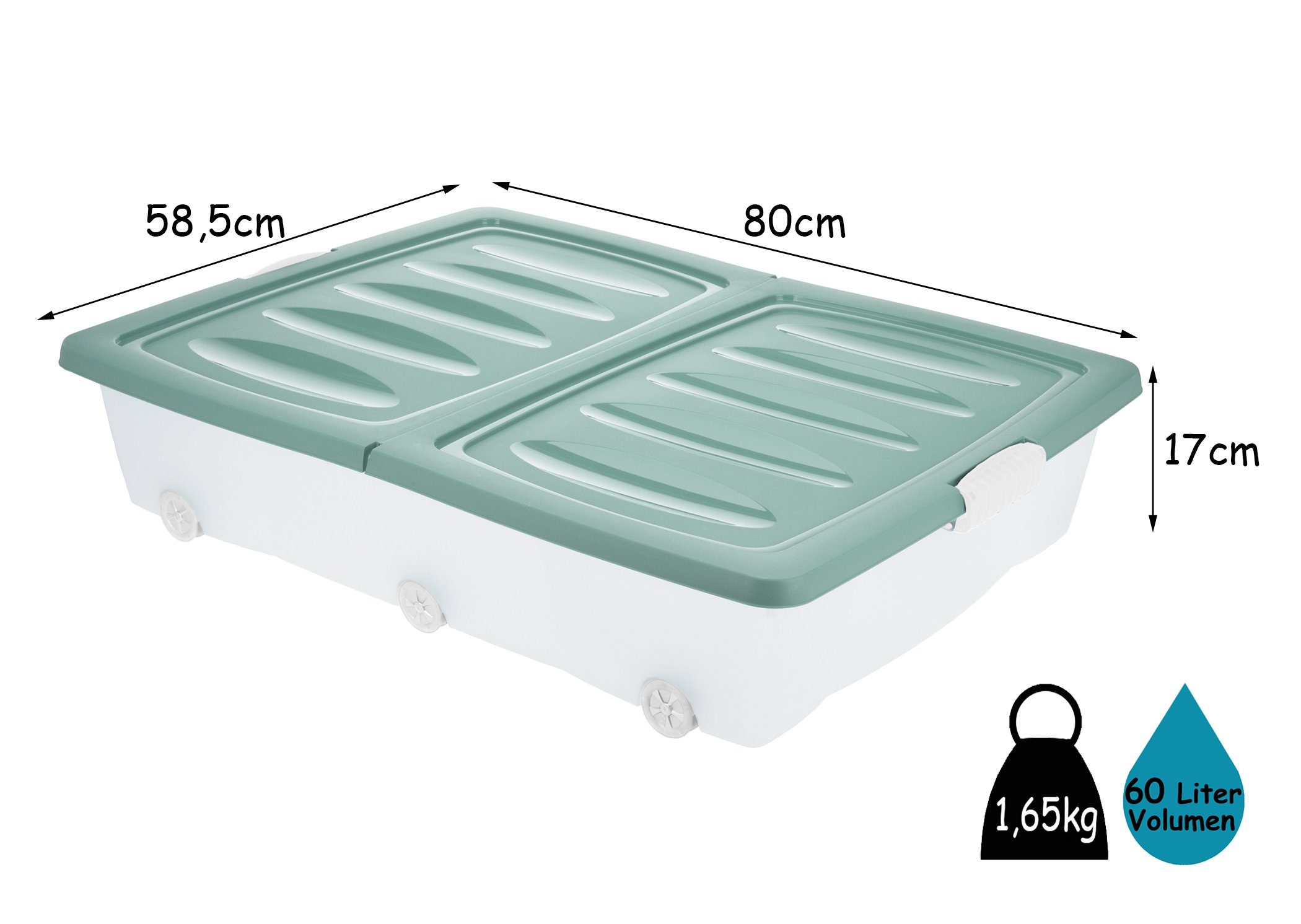 BigDean Unterbettkommode 60l Rollbox Räder Unterbettbox Spielzeugkiste