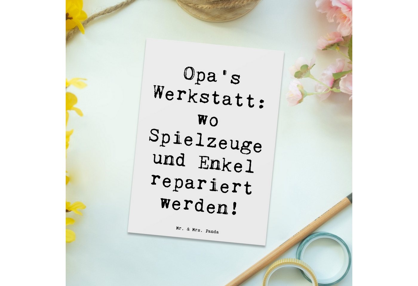 Thumbnail - Mr. & Mrs. Panda Postkarte Großeltern Werkstatt - Weiß - Geschenk, Postkarte, Einladungskarten G, Langlebiger Druck