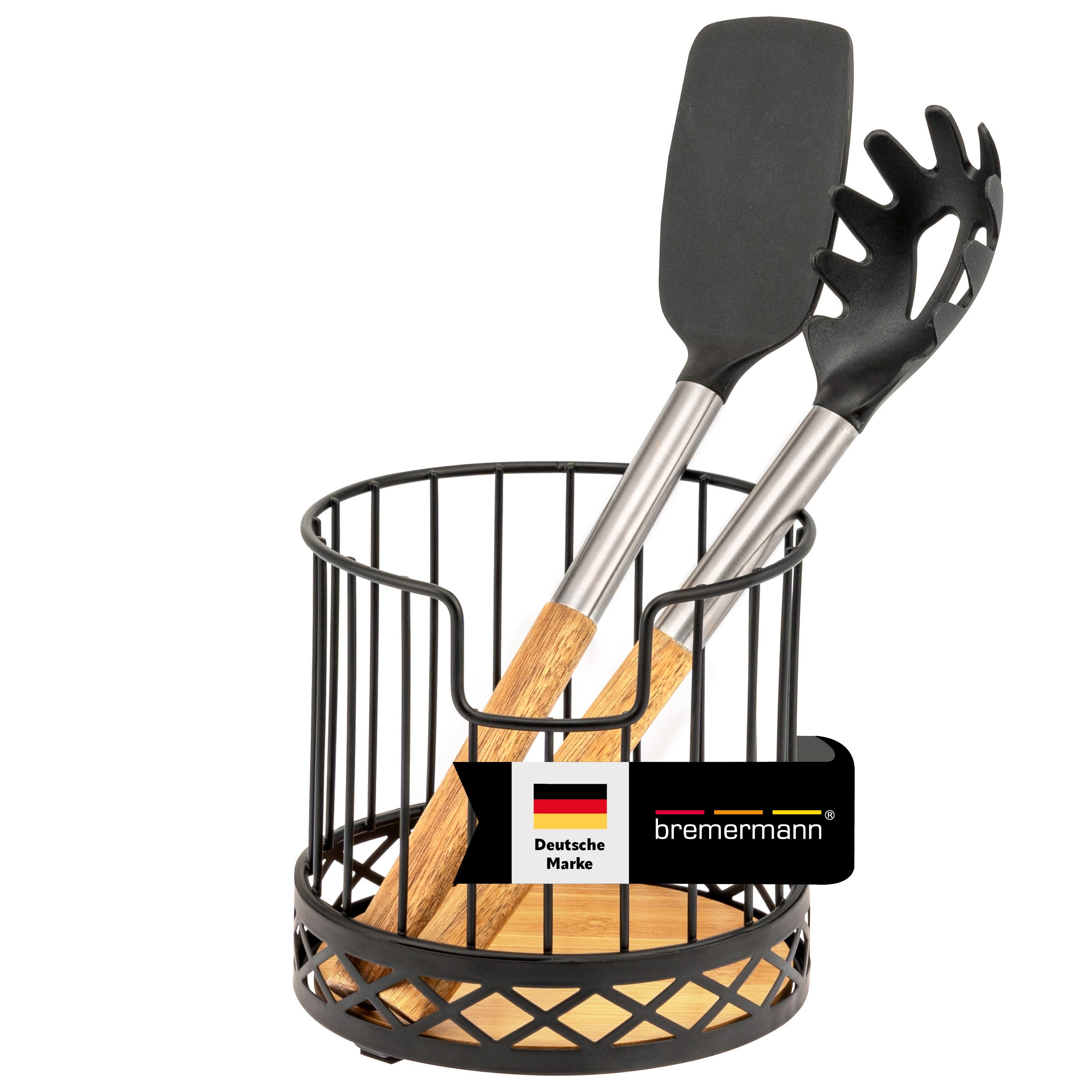 bremermann Zubehöraufbewahrungsständer Küchenutensilienhalter mit Bambus, Держатель для столовых приборов, Ø 15,5 x 15 cm