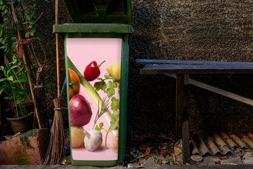 MuchoWow Wandsticker Lebensmittel - Gemüse - Rosa (1 St), Mülleimer-aufkleber, Mülltonne, Sticker, Container, Abfalbehälter