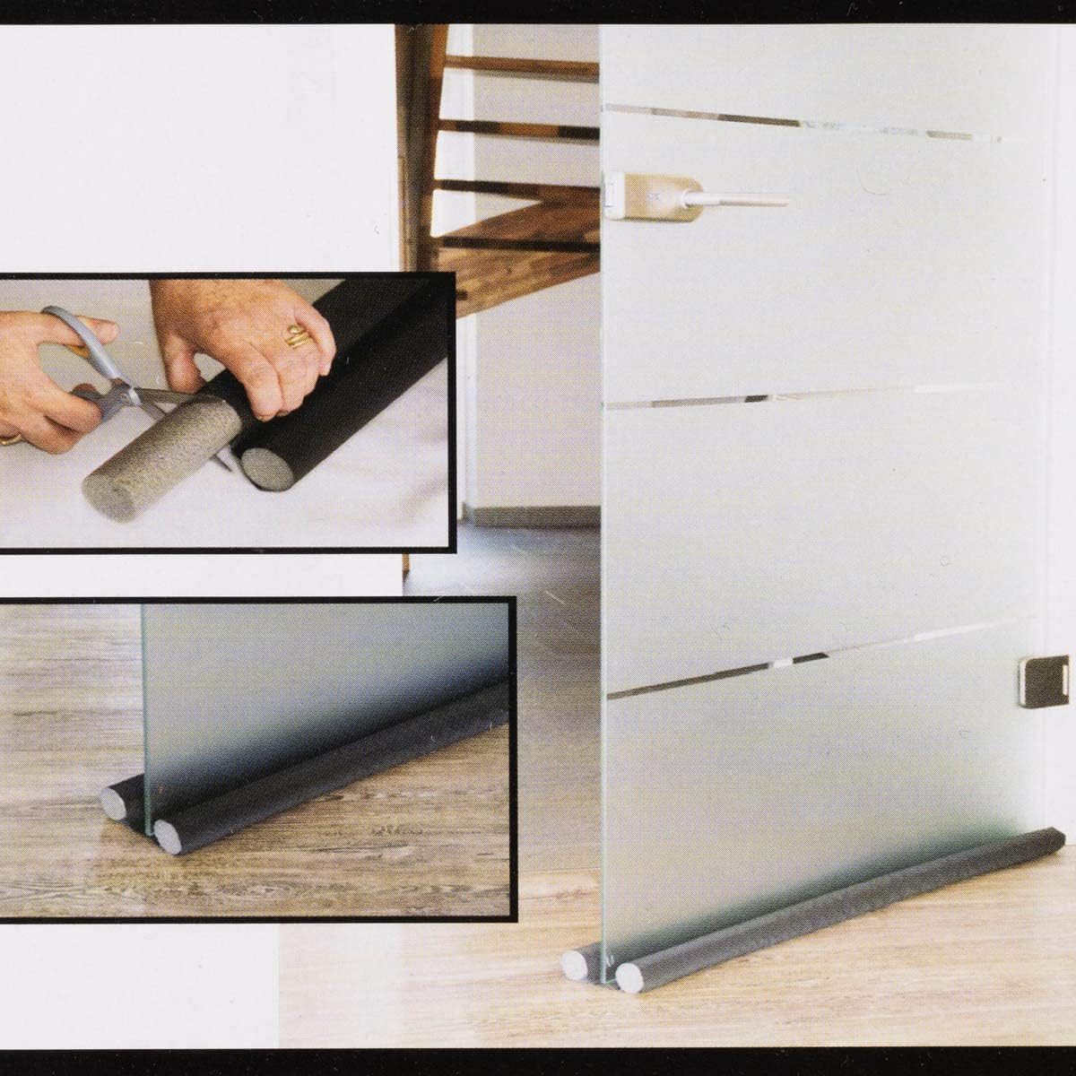 Kaiman GmbH Zugluftstopper 1x Zugluftstopper Türluftstopper schwarz 96cm zuschneidbar, 1-tlg.