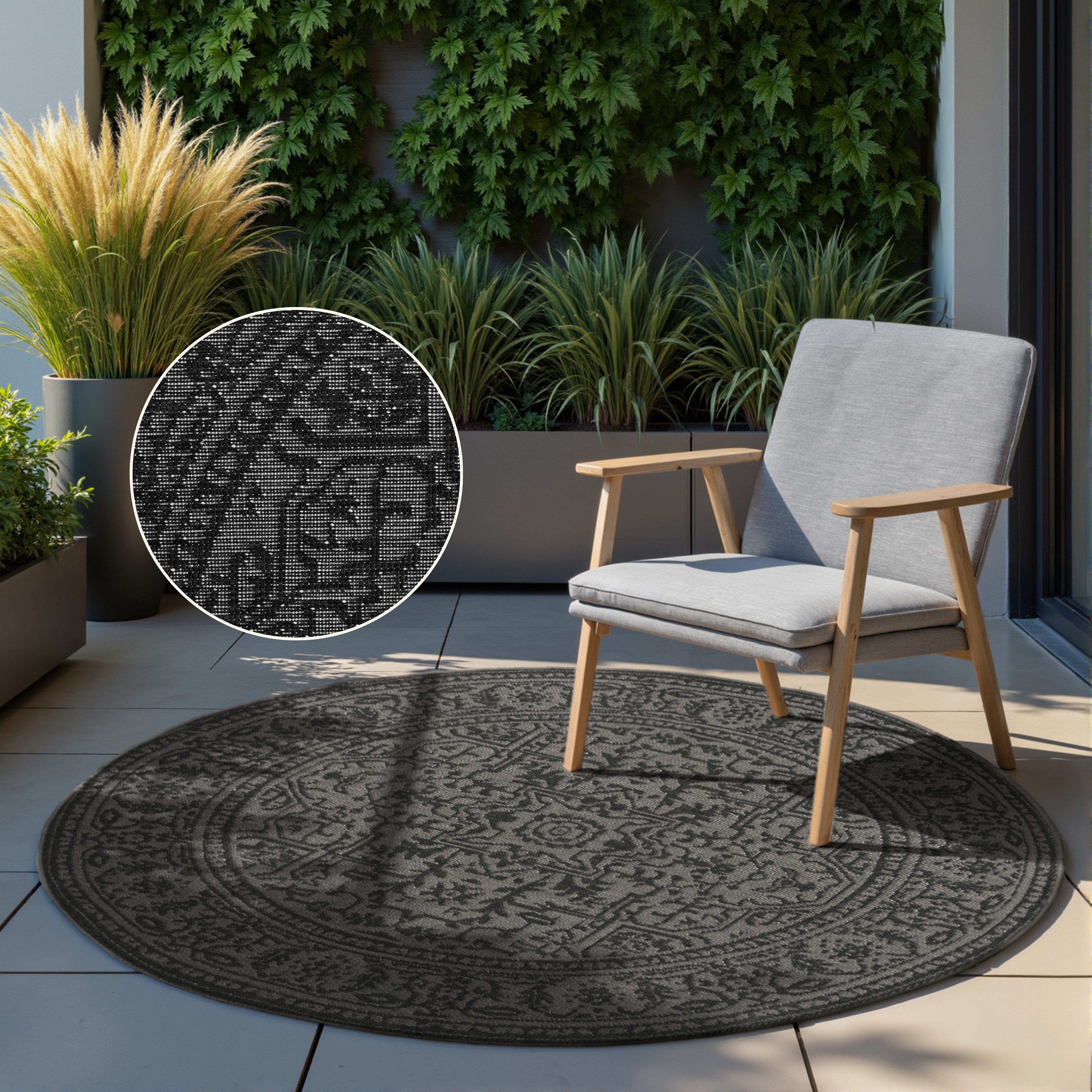 HANSE Home Outdoorteppich Kona Wendeteppich, rund, Höhe: 5 mm, In und Outdoor, Flachgewebe, wetterfest, pflegeleicht, robust