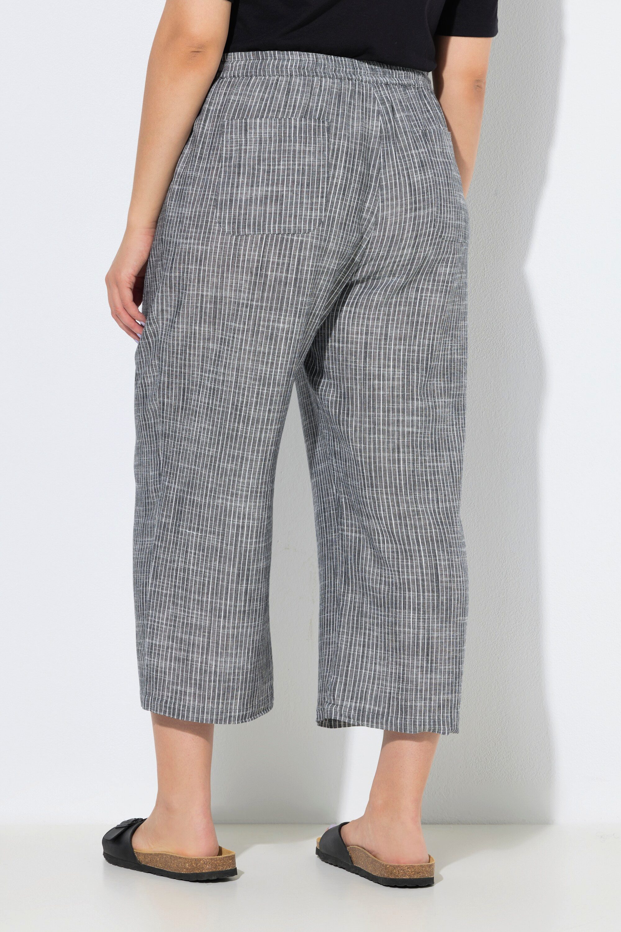Ulla Popken Culotte Culotte Rose Streifen Leinenmix weites Bein