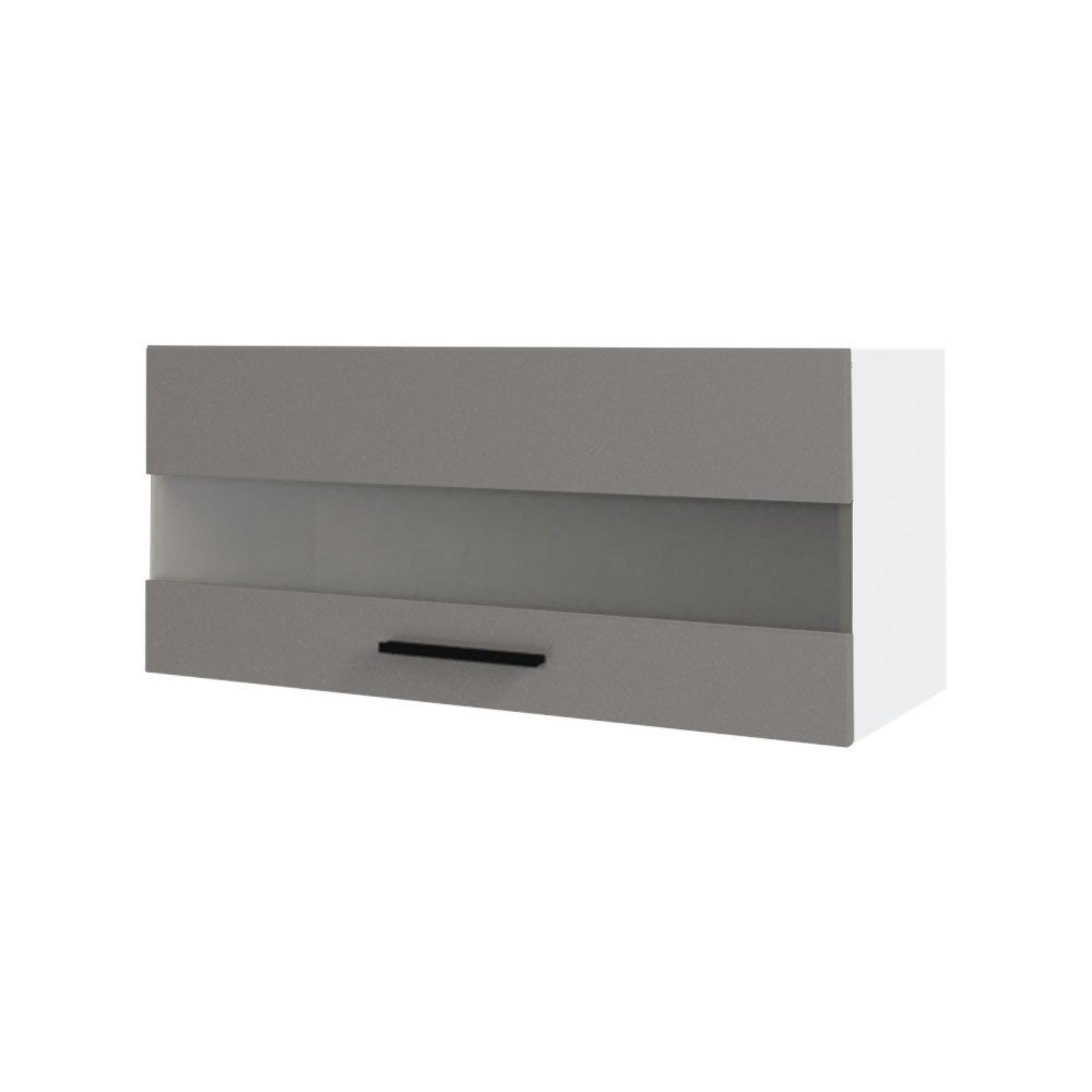 Feldmann-Wohnen Klapphängeschrank Bonn (W4BS/80 LAM, 1 Klappe mit Milchglaseinsatz, innen 1 Fach, 1-St., moderne Optik, MDF Fronten) weiß / stone grey matt