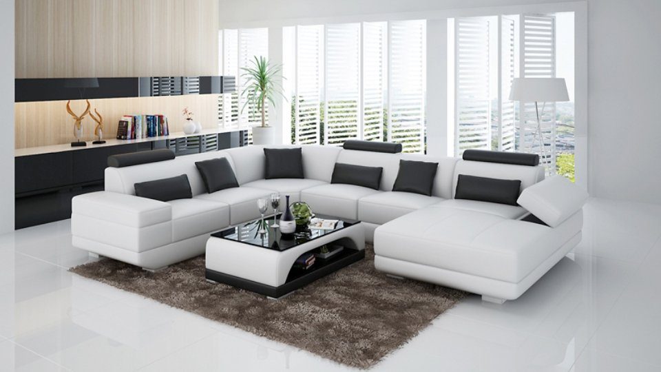 JVmoebel Wohnlandschaft Ledersofa Eck Ecksofa, Ecksofa Sofa Couch Modern Design