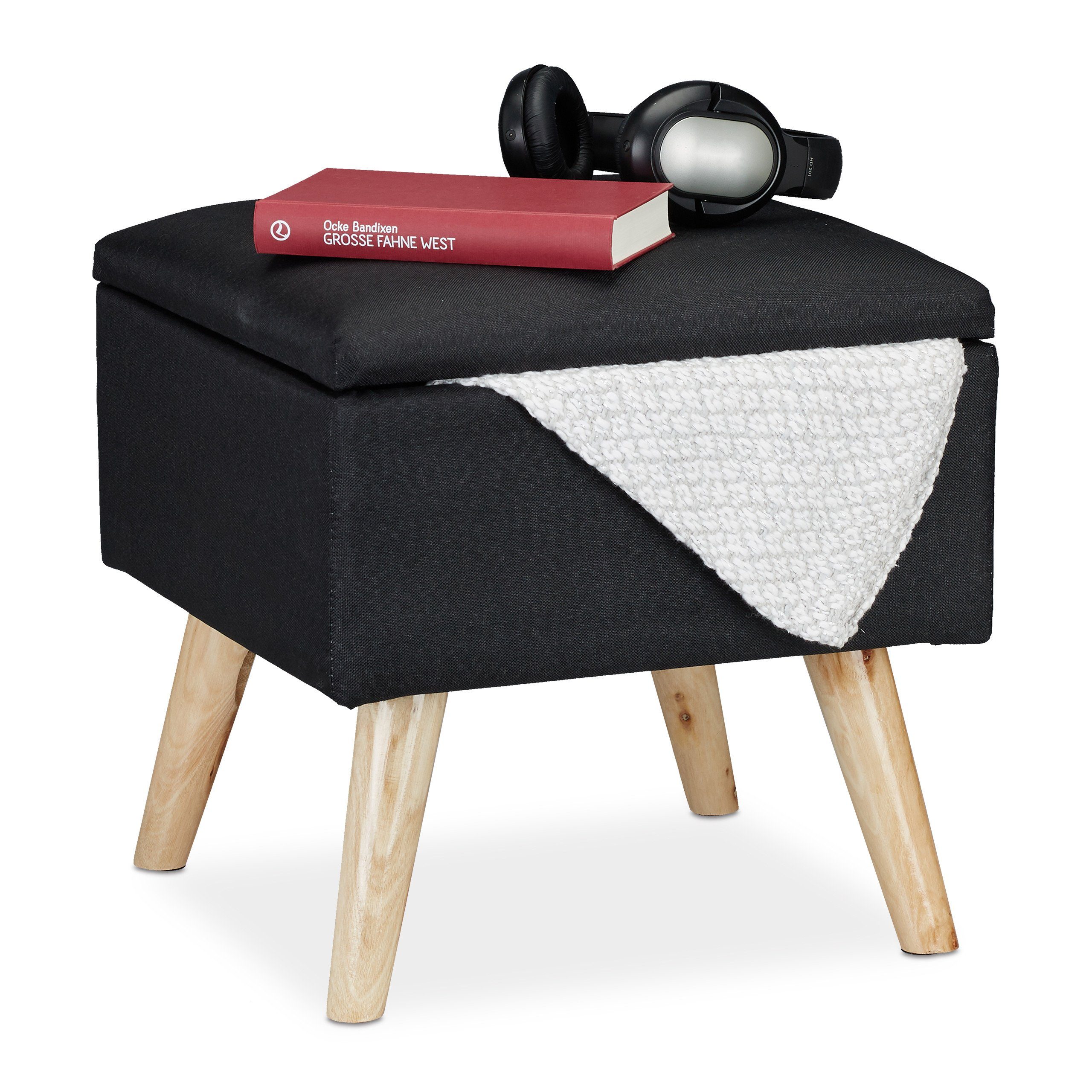 relaxdays Stauraumhocker Hocker mit Stauraum, schwarz günstig online kaufen