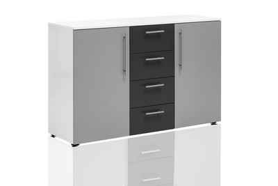 Aileenstore Highboard Lari, Breite 130 cm, Platingrau, Metallgriffe