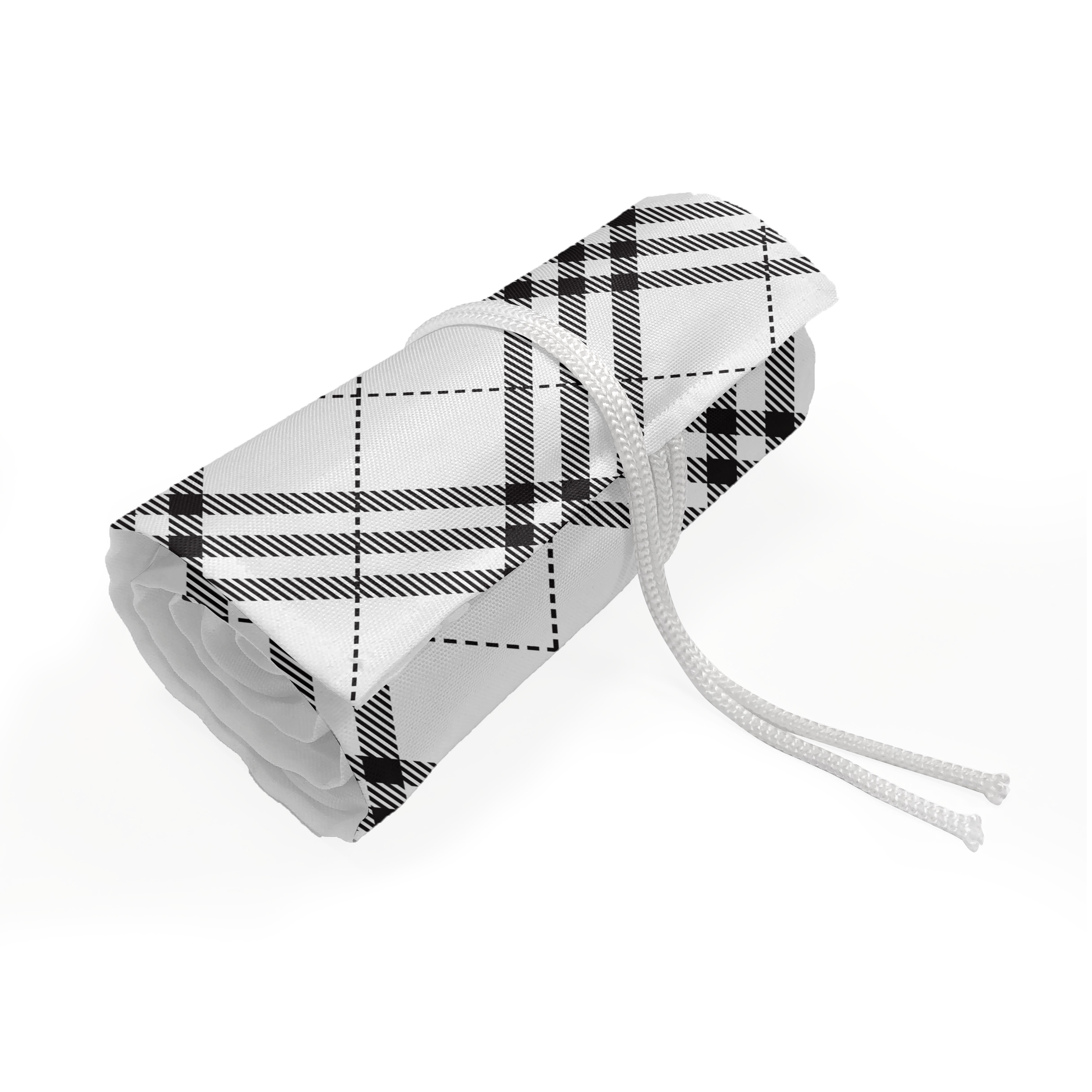 Geometrisch Schwarz Segeltuch Federmäppchen Weiß und Organizer, Minimalist Mode langlebig Abakuhaus tragbar Stiftablage