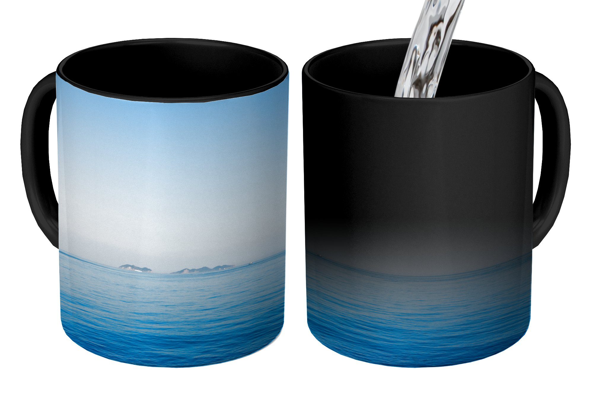 MuchoWow Tasse Meer - Horizont - Blau, Keramik, Farbwechsel, Kaffeetassen, Teetasse, Zaubertasse, Geschenk