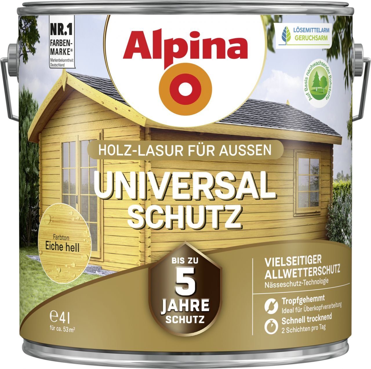 Alpina Lasur Alpina Holzlasur Universal-Schutz4L eiche hell | Holzlasuren
