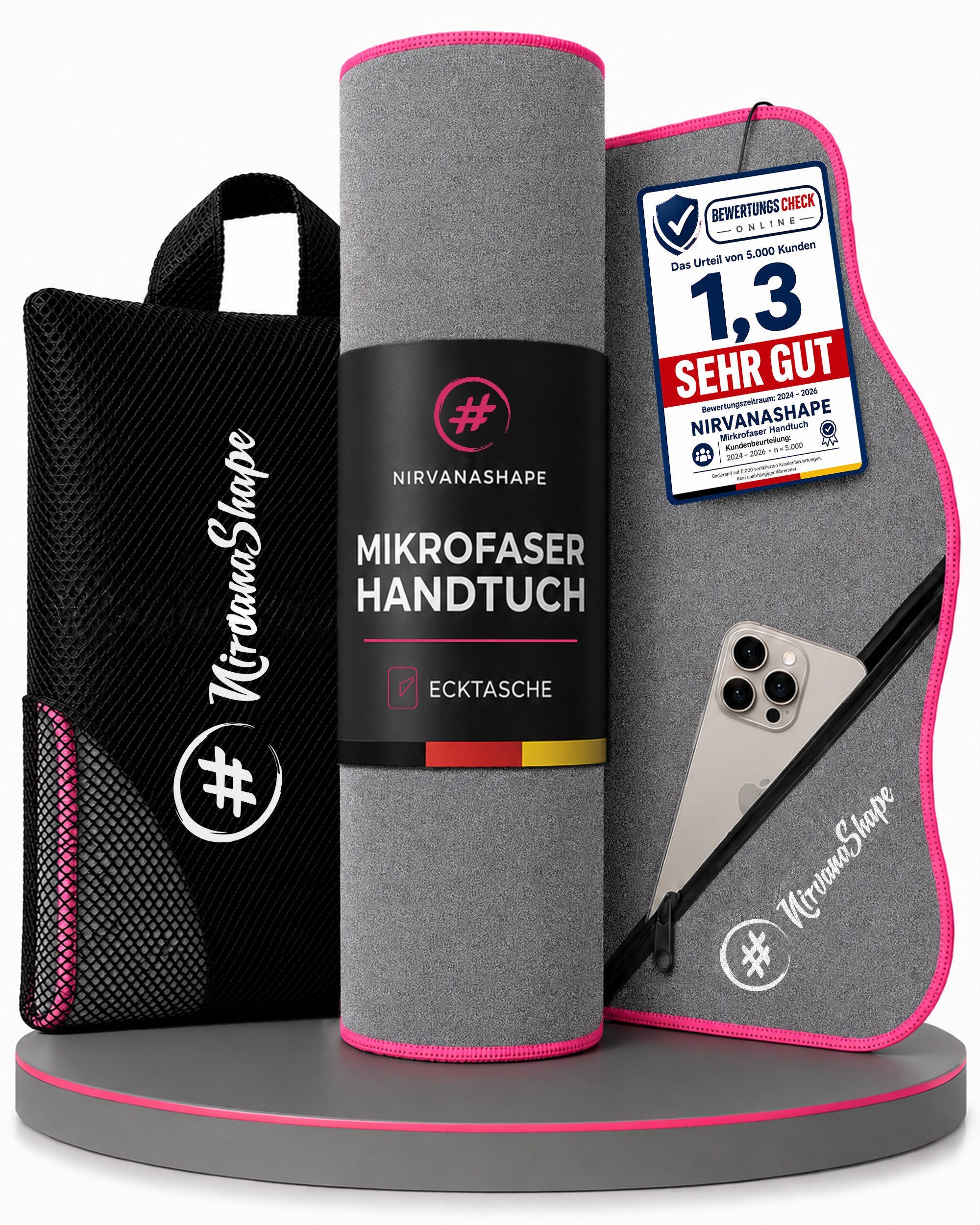 NirvanaShape Sporthandtuch Mikrofaser Handtuch, Microfaser Handtücher als Reisehandtuch, (Set), Microfaser Handtuch als Strandtuch oder Fitneesshandtuch
