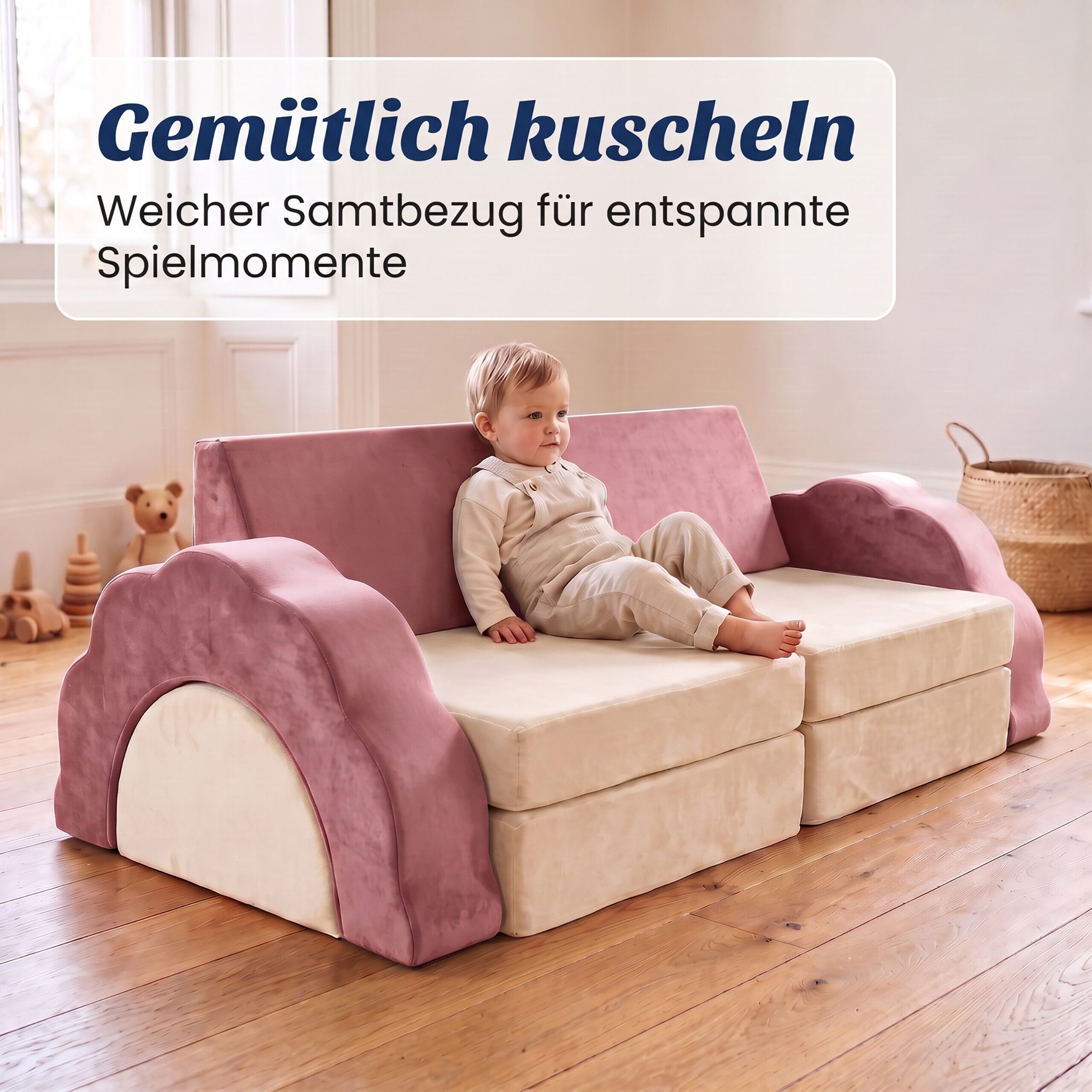 relaxdays Kindersofa 10-tlg. Kinder Spielsofa modular, 10 Teile, Pink – Bild 2 von 5