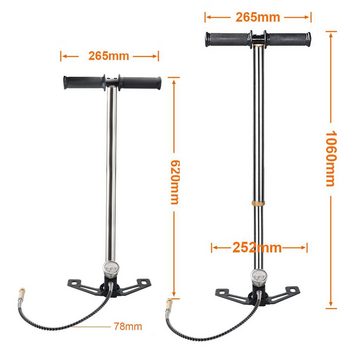 Daskoo Hochdruckpumpe 4500psi Edelstahl Diese HOCHDRUCK Luftpumpe Air Gun Pump, PCP Handpumpe Faltbar
