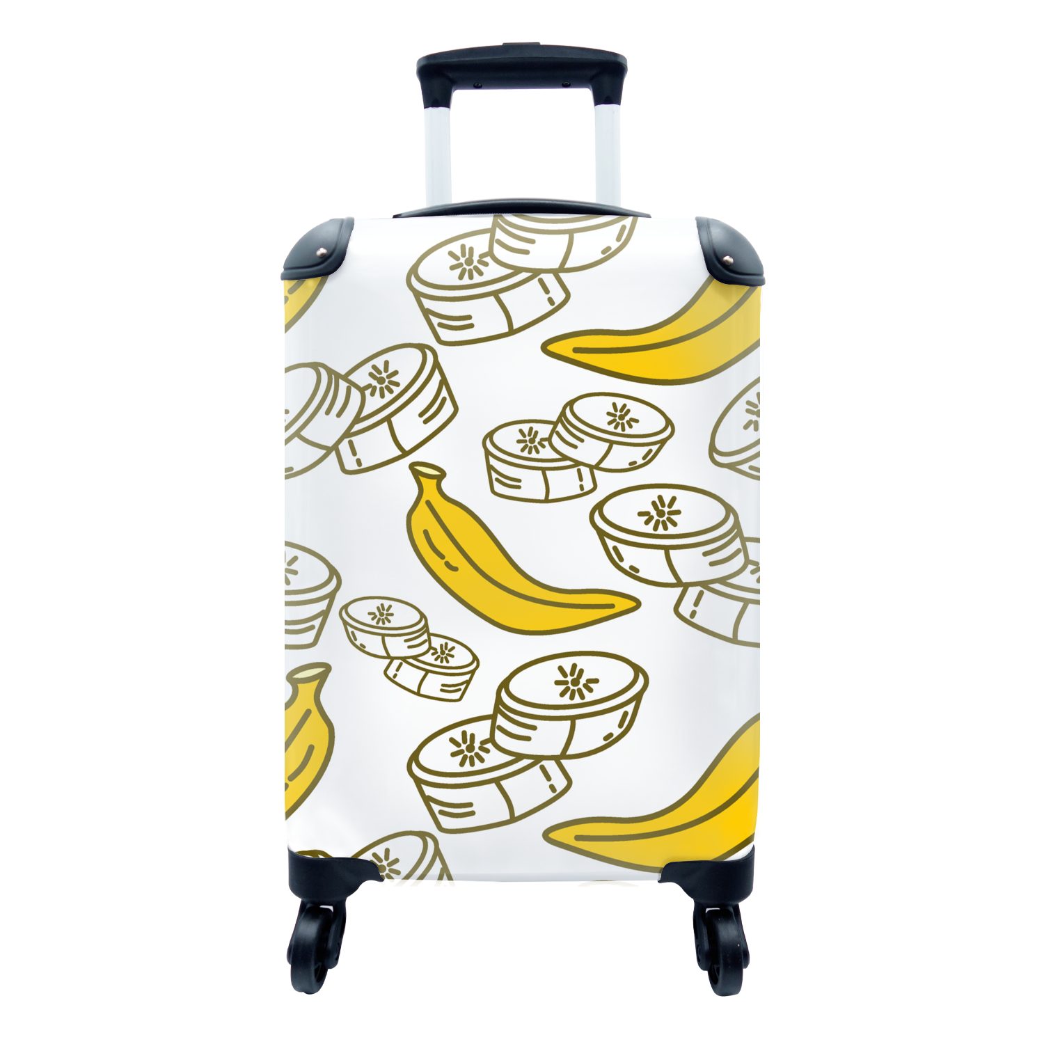 - Handgepäck Muster Trolley, mit 4 - Handgepäckkoffer Rollen, Banane für Obst, MuchoWow Reisekoffer Reisetasche Ferien, rollen,