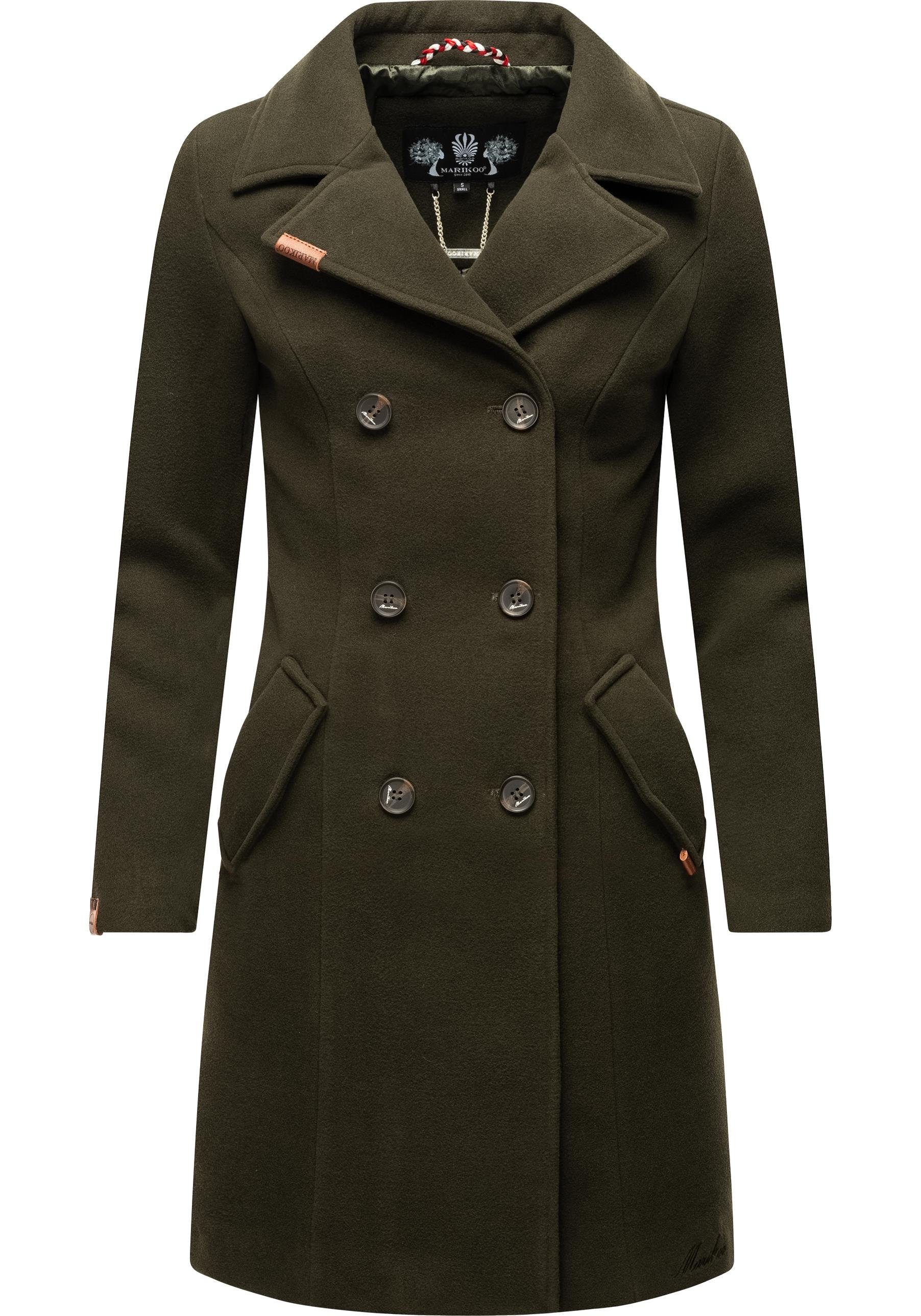 Marikoo Wintermantel Nanakoo edler Damen Trenchcoat in Wollmantel-Optik