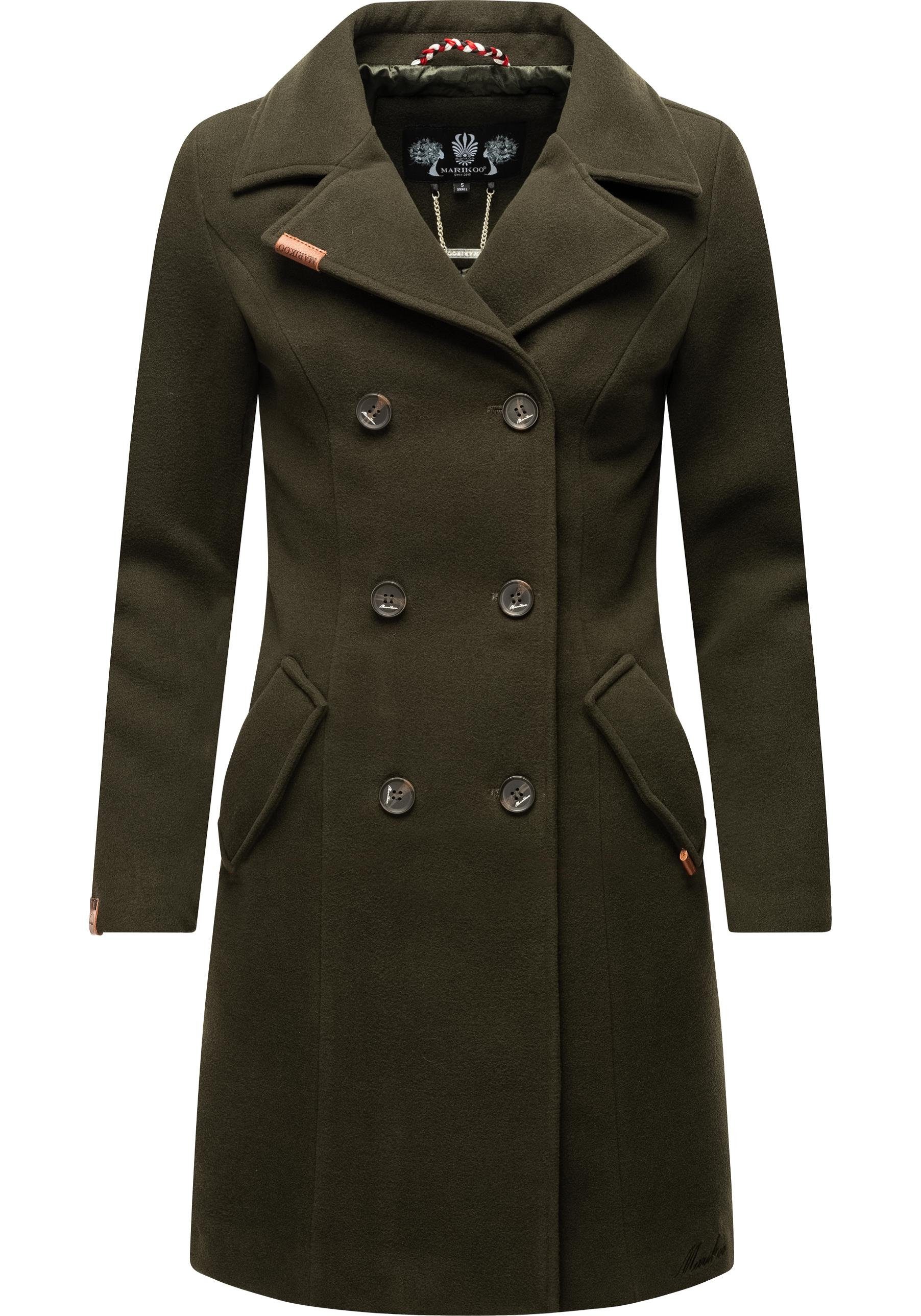 Marikoo Kurzmantel Nanakoo edler Damen Trenchcoat in Wollmantel-Optik