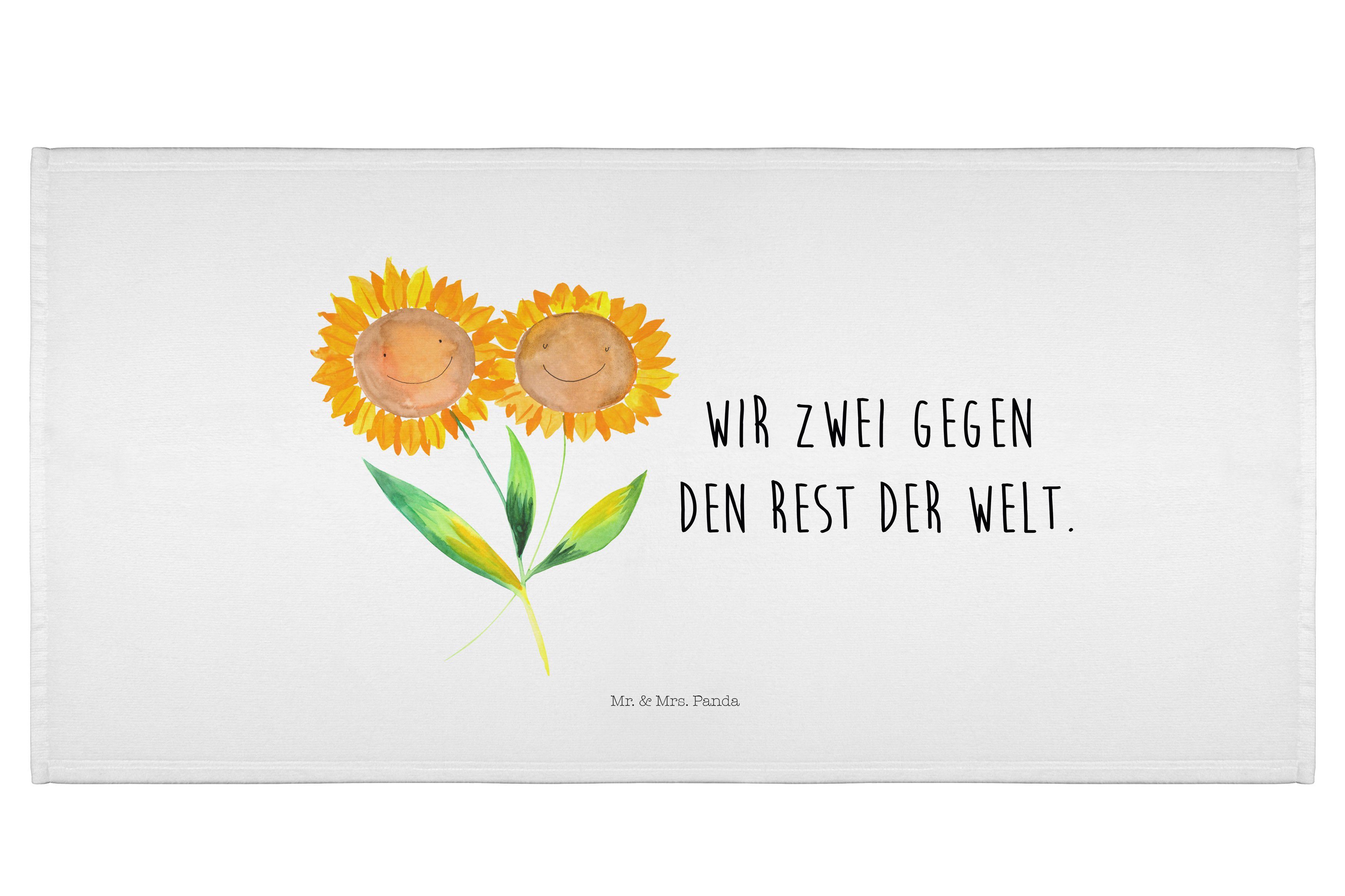 Mr. & Mrs. Handtuch Badezimmer, Geschenk, Handtücher, (1-St) Weiß Sonnenblume - Blumen, Panda Sonnen, 