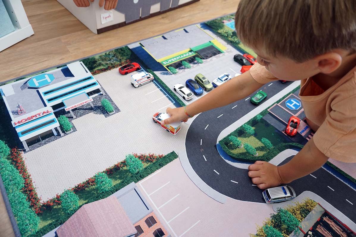 SkippiDoo Kinderteppich Straßenteppich Spielteppich Kinderzimmer Teppich Autoteppich, rechteckig, Höhe: 5 mm, keine sich wiederholende Motive, Antirutsch – Bild 4 von 5