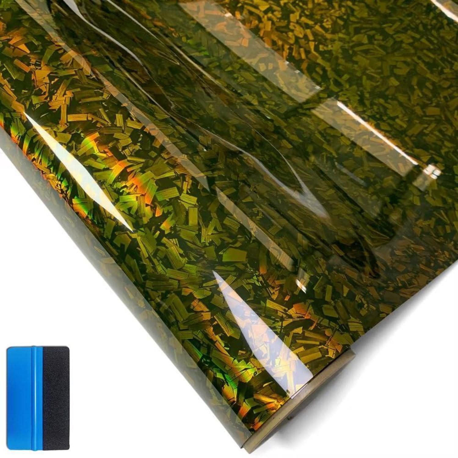 LuxusKollektion Aufkleber Aufkleber Kohlefaser KFZ Motorrad 30x100cm Chamäleon Gold 30cm x 100cm