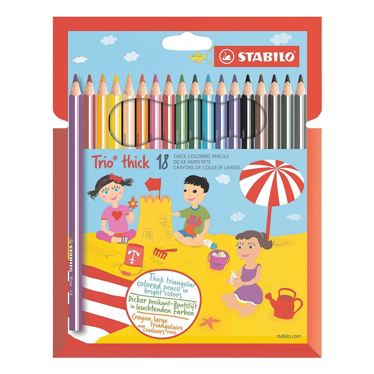 STABILO Buntstift Trio® thick, (18-tlg), hohe Minenstabilität und Bruchfestigkeit