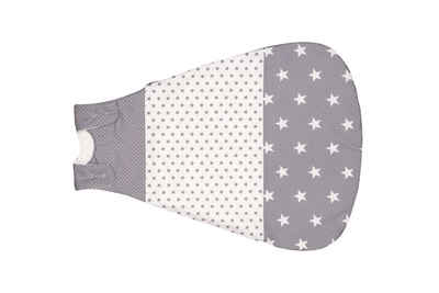 ULLENBOOM ® Babyschlafsack Baby Sommer-Schlafsack 56/62 (0 bis 4 Monate) Graue Sterne (Made in EU), Mitwachsender Schlafsack für Sommer