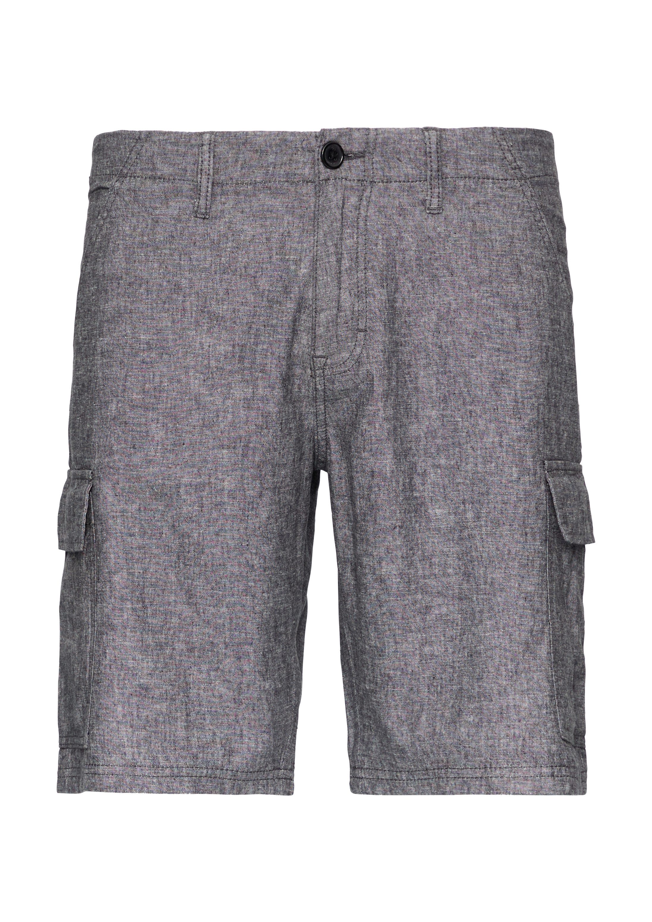 QS Shorts Hose Kurze Hose aus Leinenmix mit Cargo-Taschen