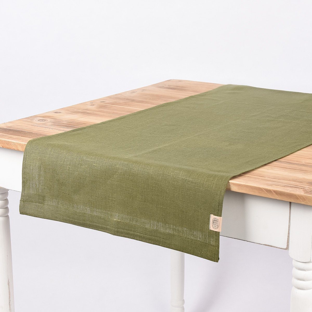 KARDELEN Tischläufer Leinentischläufer Tischläufer Erik 1-lagig 47x150cm oliv grün