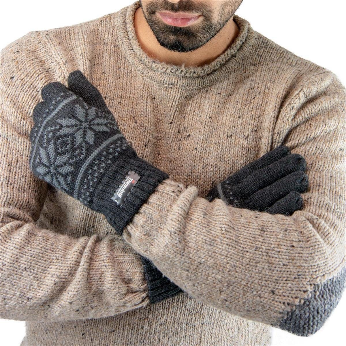 Thinsulate Strickhandschuhe 3M Unisex Handschuhe mit Tarjane Anthrazit Muster