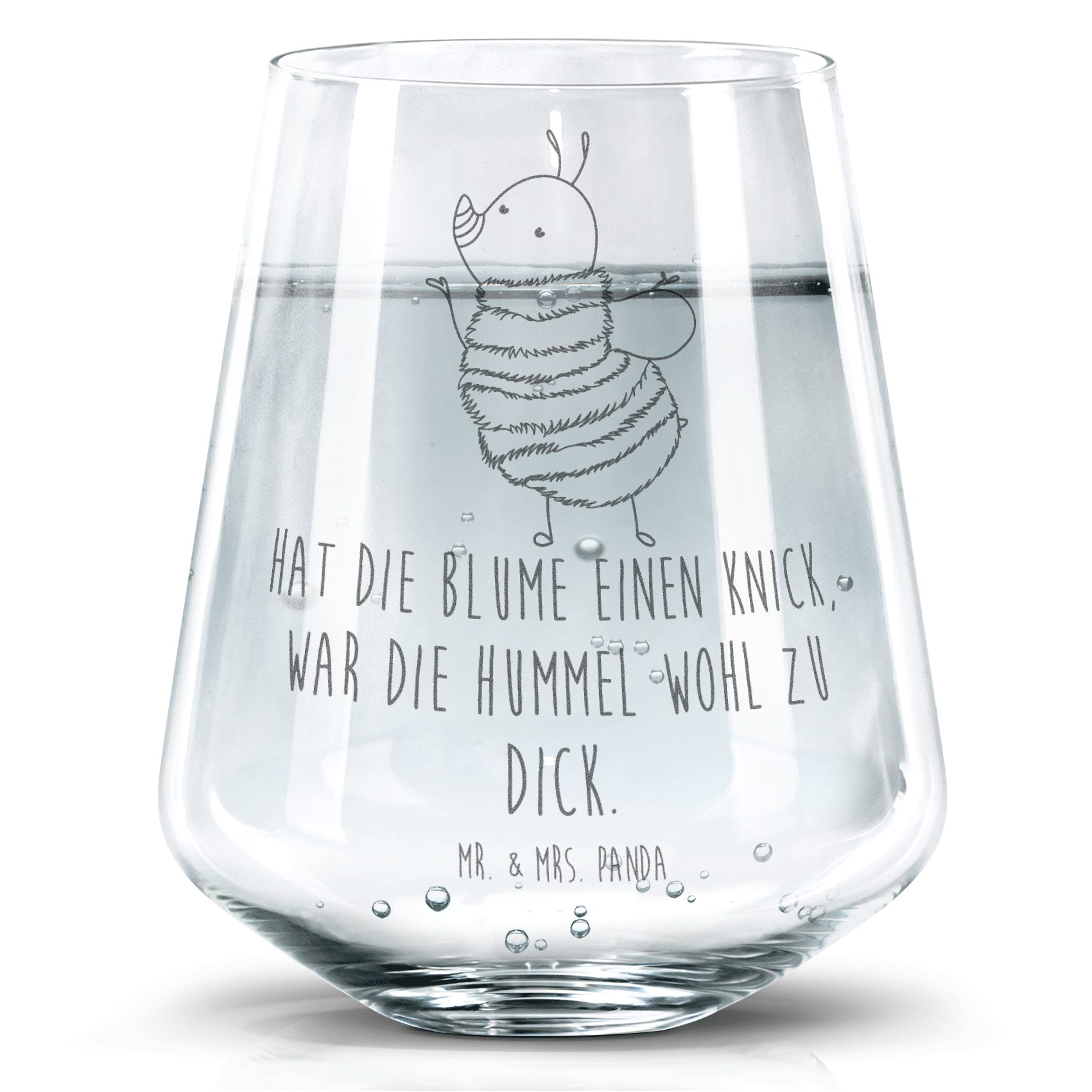 Mr. & Mrs. Panda Glas Hummel flauschig - Transparent - Geschenk, Blume, Natur, Trinkglas, S, Premium Glas, Liebevolle Gestaltung