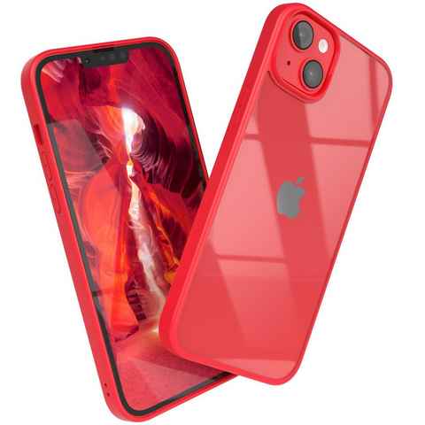 EAZY CASE Handyhülle Bumper Case für Apple iPhone 14 Plus 6,7 Zoll, Hülle Transparent Backcover kratzfest Slim Cover Durchsichtig Rot
