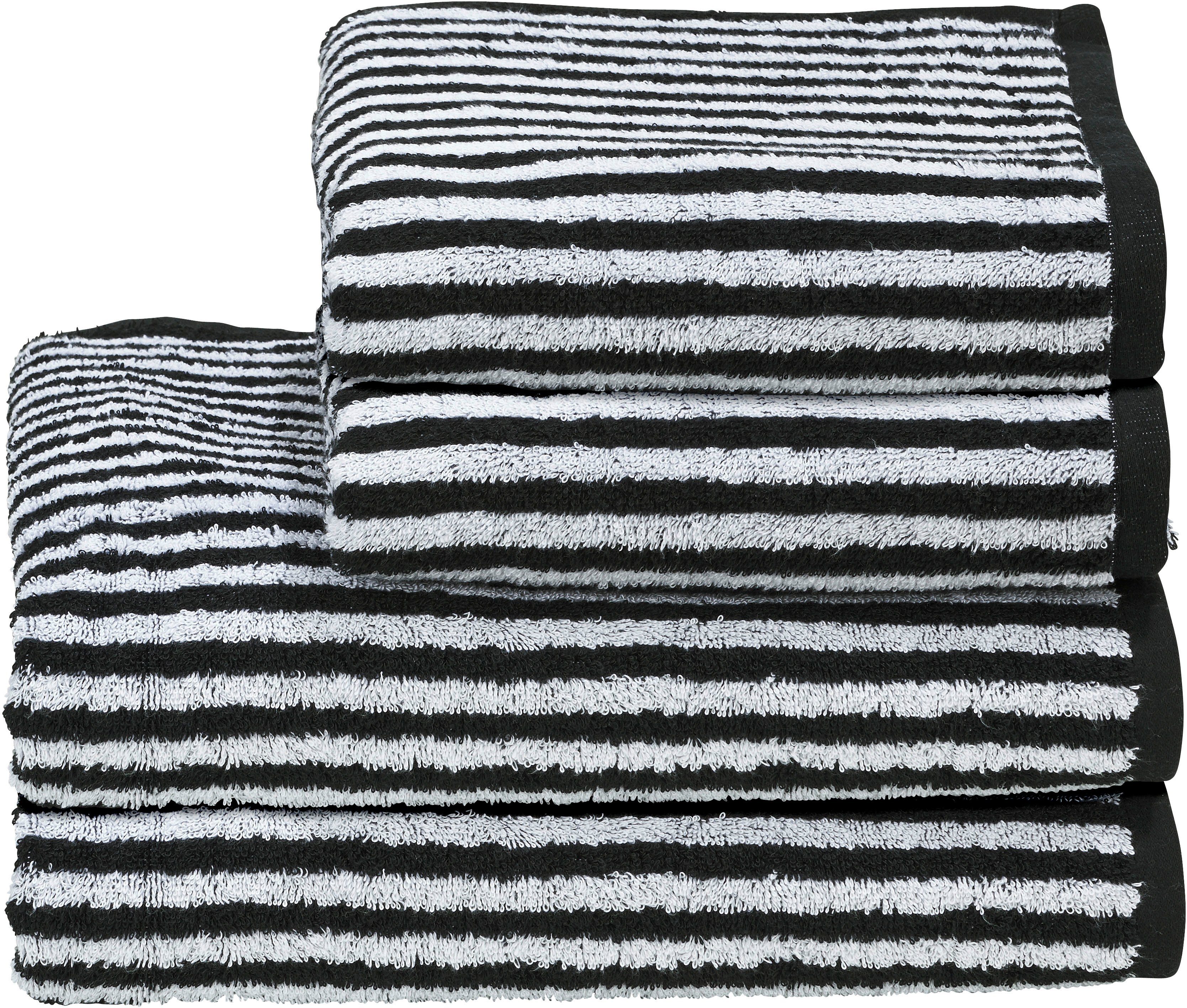 Shapes Handtuch Stripes, done.® Set Jacquard-Muster, mit Handtücher, 2x Jacquard-Walkfrottier, 2x Daily (Set, & gestreift Gästehandtücher 4-tlg),