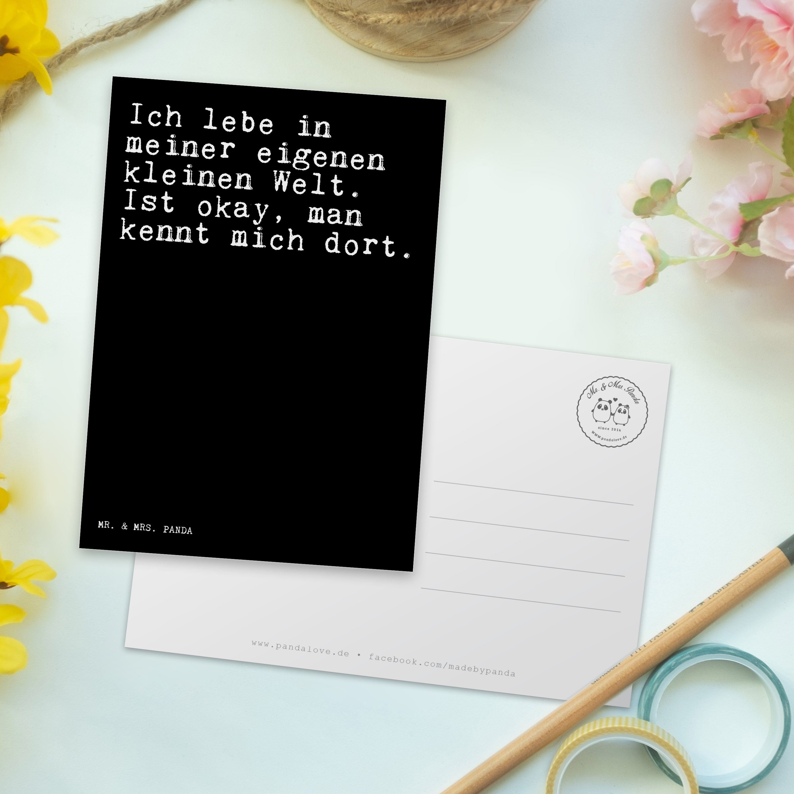 - meiner... Ich Geschenk, Panda Geburtstagskarte Mrs. & lebe in Mr. - Unicorn, Postkarte Schwarz