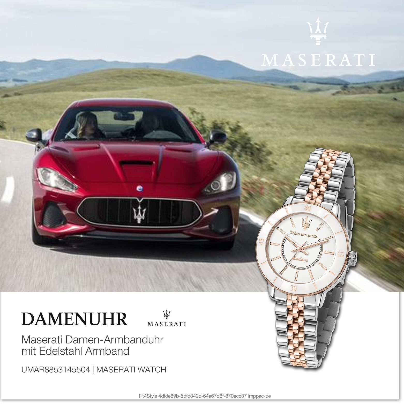 Maserati Chronograph, Damenuhr silber, MASERATI Edelstahlarmband, Damenuhr Chronograph 32mm) (ca. rund, weiß Made-In Italy mittel