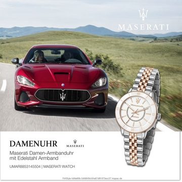 MASERATI Chronograph Maserati Damenuhr Chronograph, Damenuhr rund, mittel (ca. 32mm) Edelstahlarmband, Made-In Italy