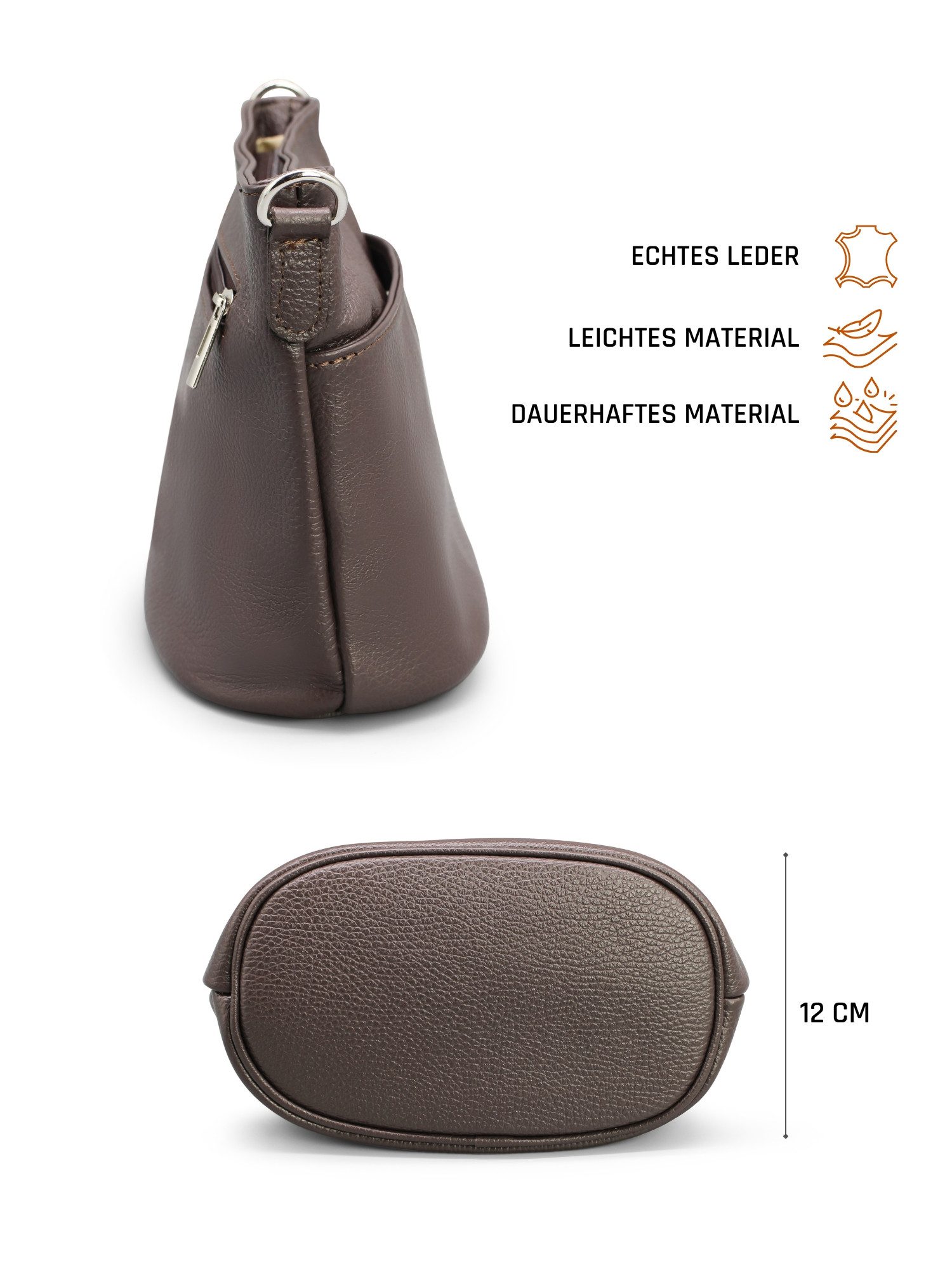 Adel Bags Schultertasche LINA Umhängetasche für Damen, Schultertasche Echtleder Gürteltasche